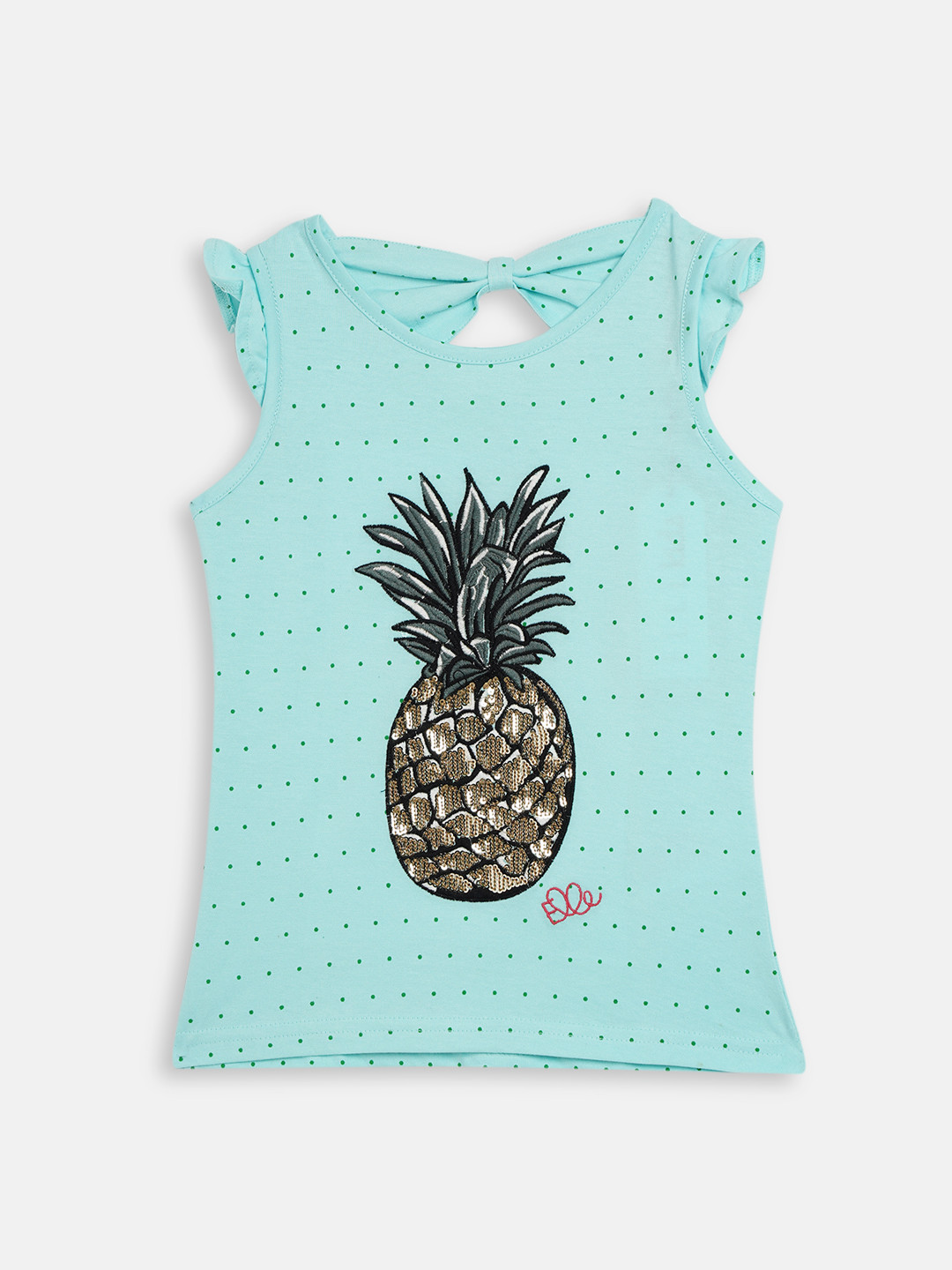 ELLE Girls Blue Printed Round Neck T-shirt