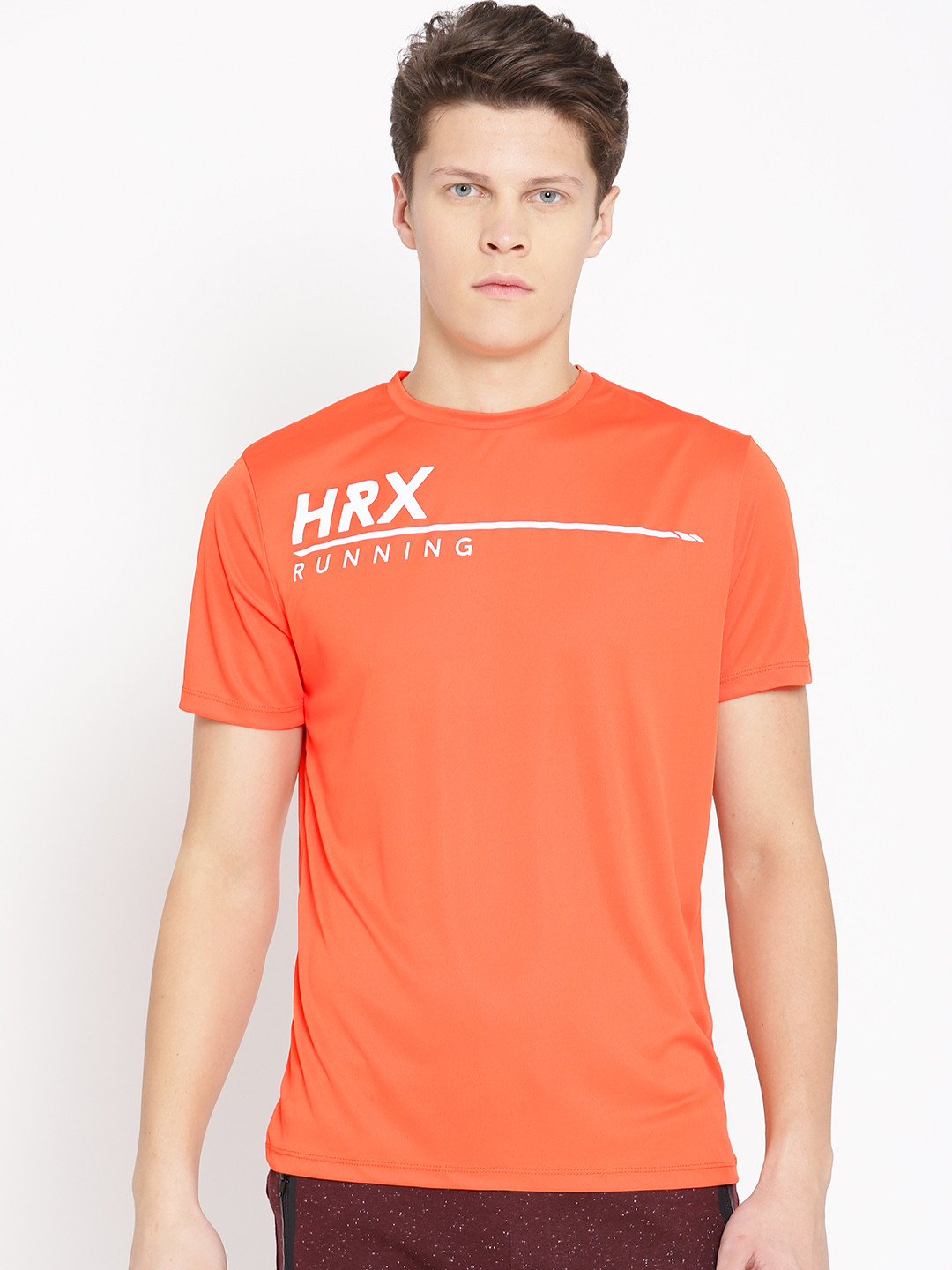 HRX by Hrithik Roshan Men Orange Typography Printed Rapid Dry Running T-shirt