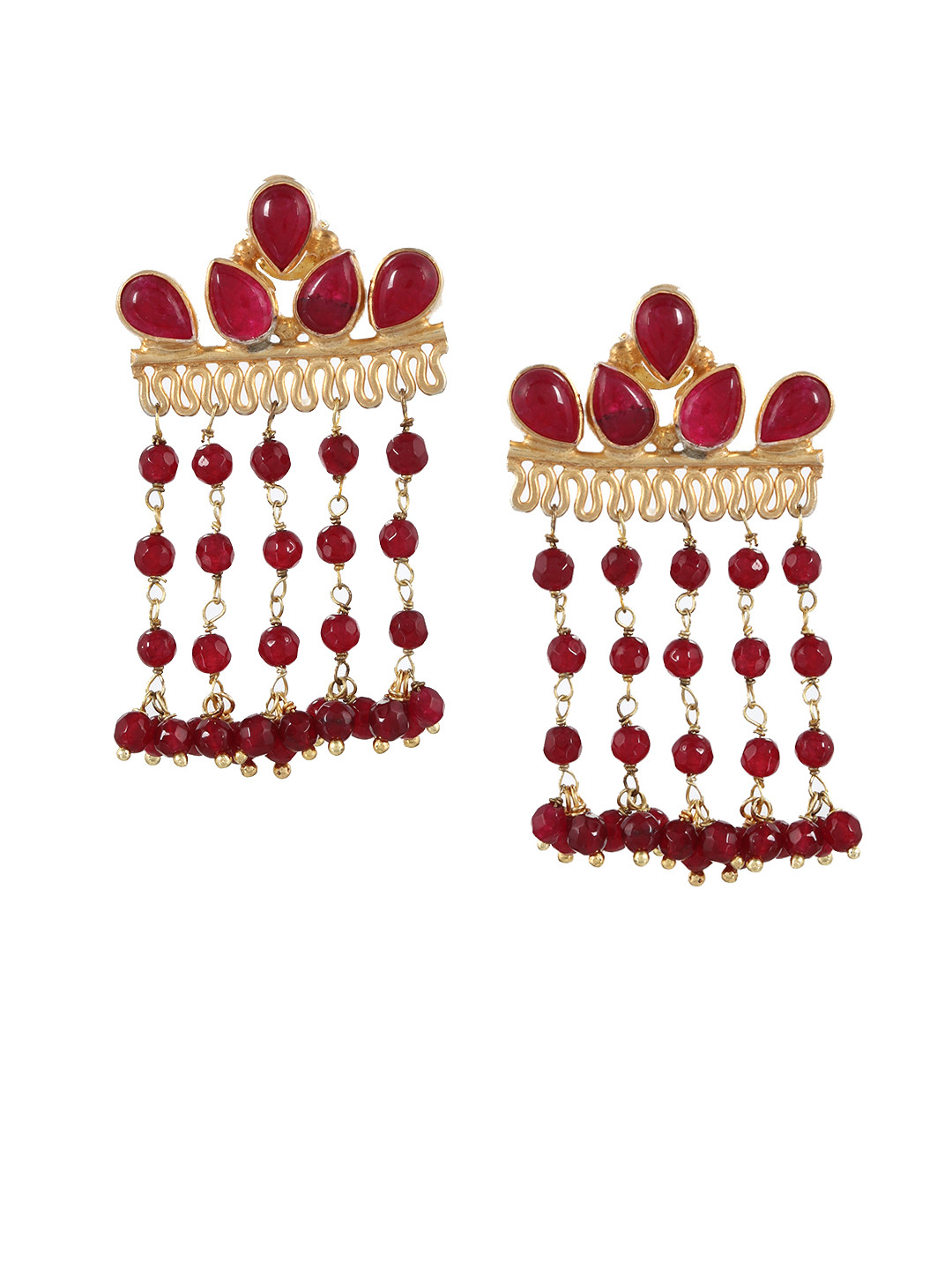 Silvermerc Designs Gold-Plated & Red Sterling Silver Handcrafted Classic Drop Earrings