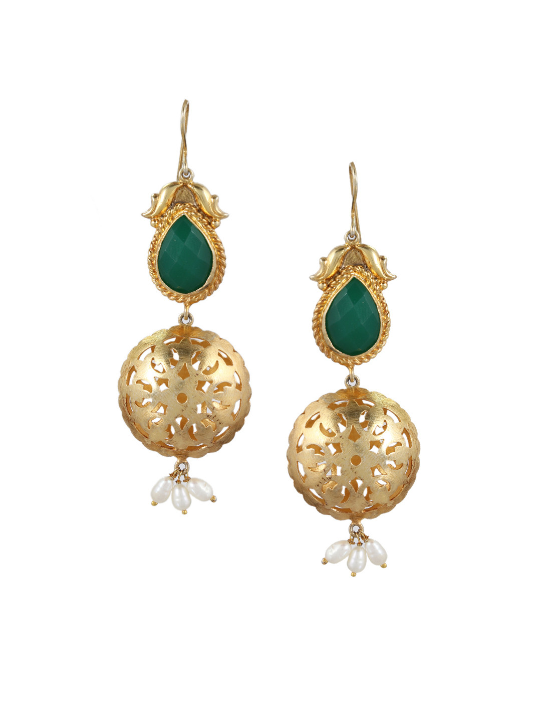 Silvermerc Designs Gold-Plated & Green  Sterling Silver Classic Drop Earrings
