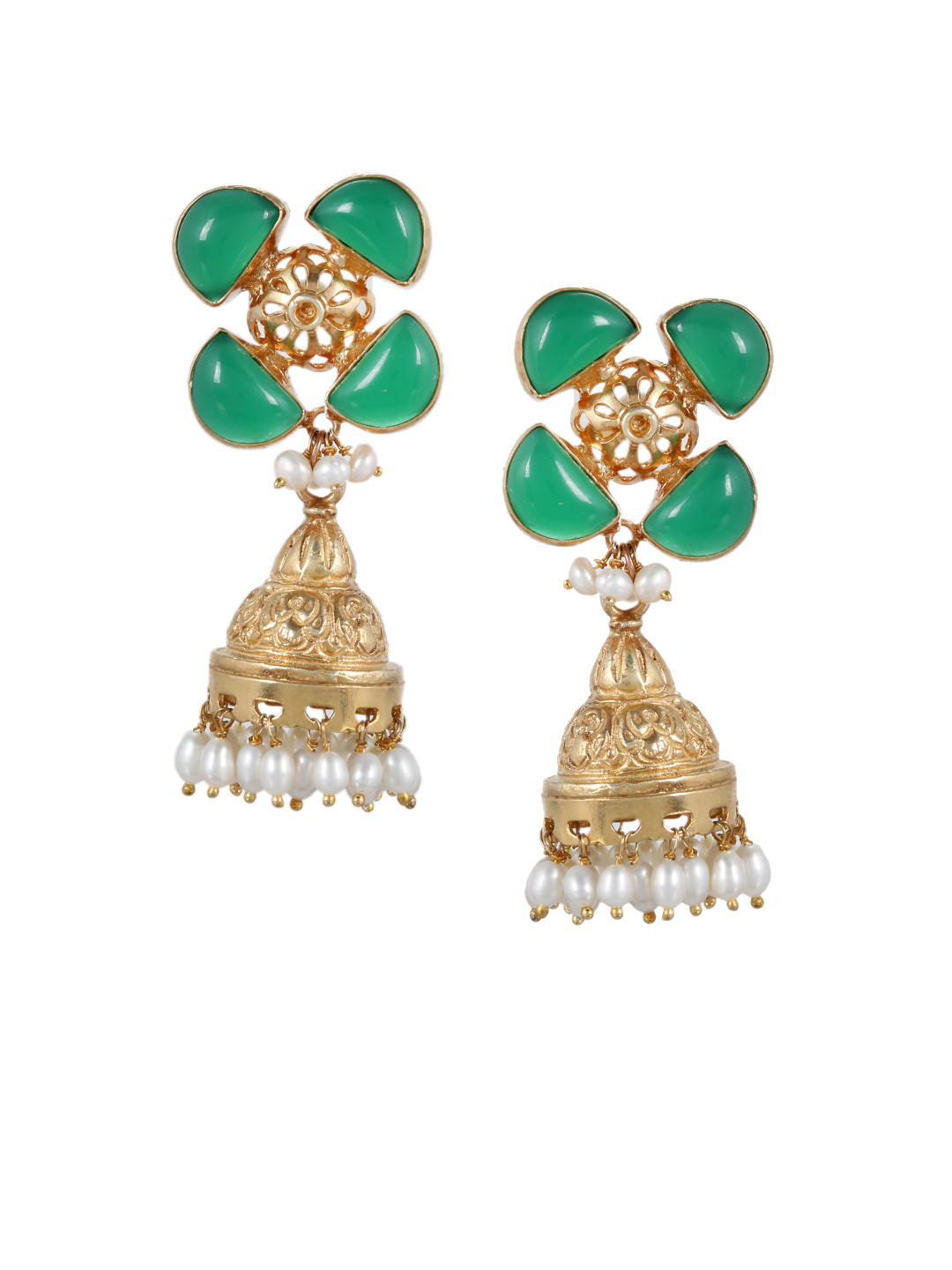 Silvermerc Designs Gold-Plated & Blue Sterling Silver Jhumkas