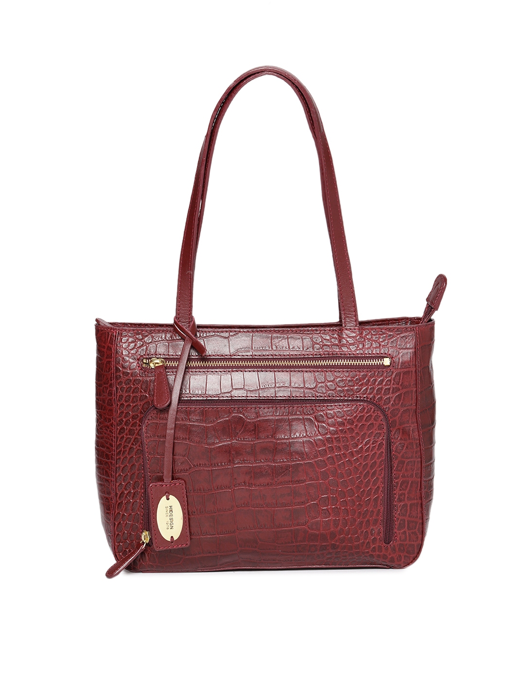 Hidesign Tan Brown KATNISS Croco Textured Leather Shoulder Bag