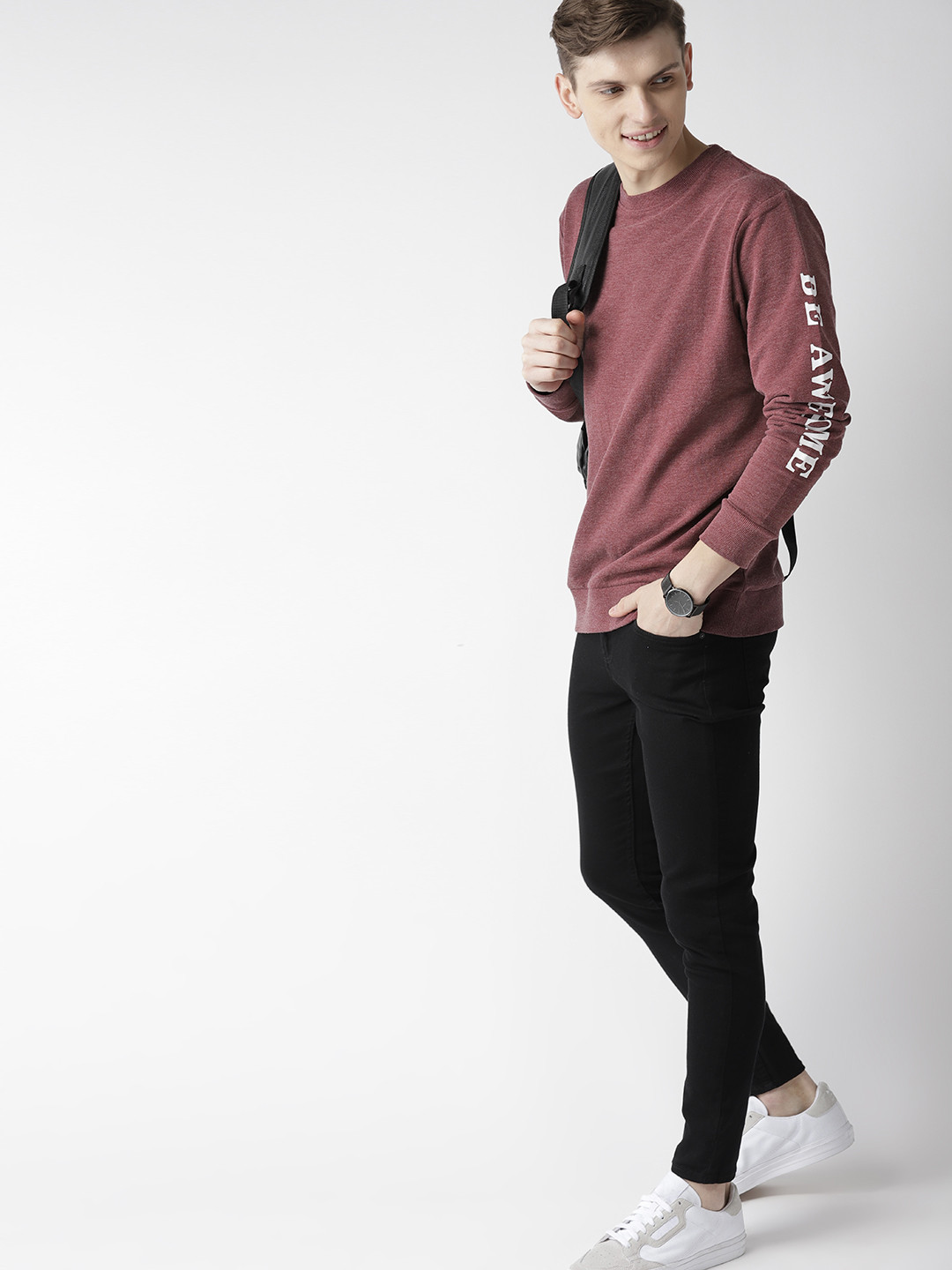 Mast & Harbour Men Red Solid Sweatshirt