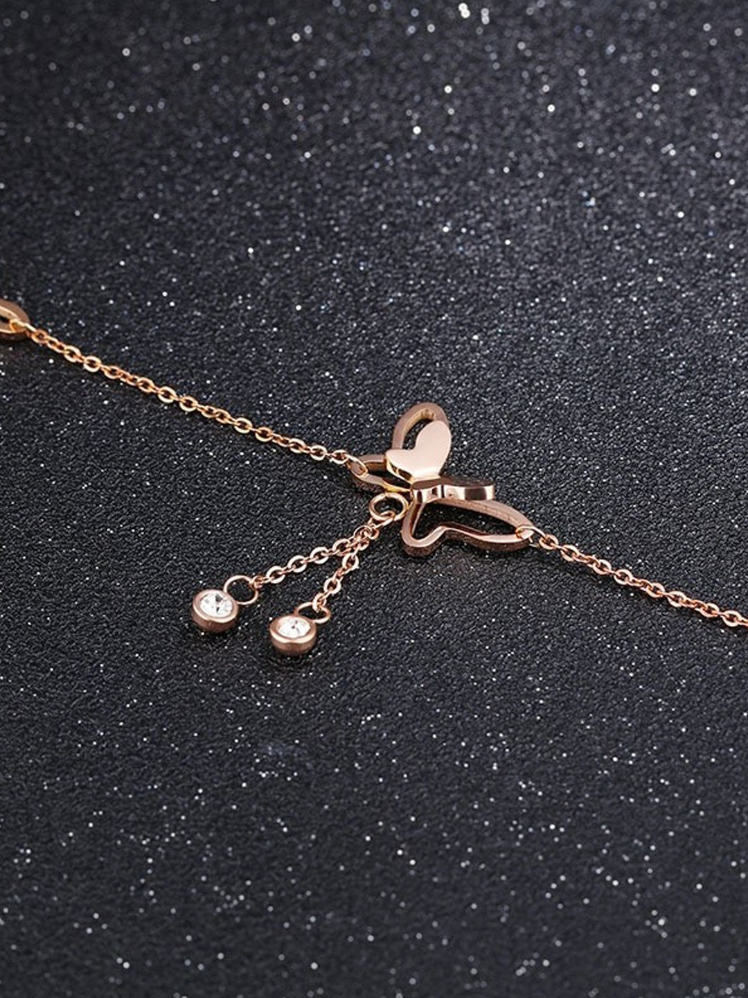 OOMPH Women Gold-Toned Artificial Stone-Studded Anklet