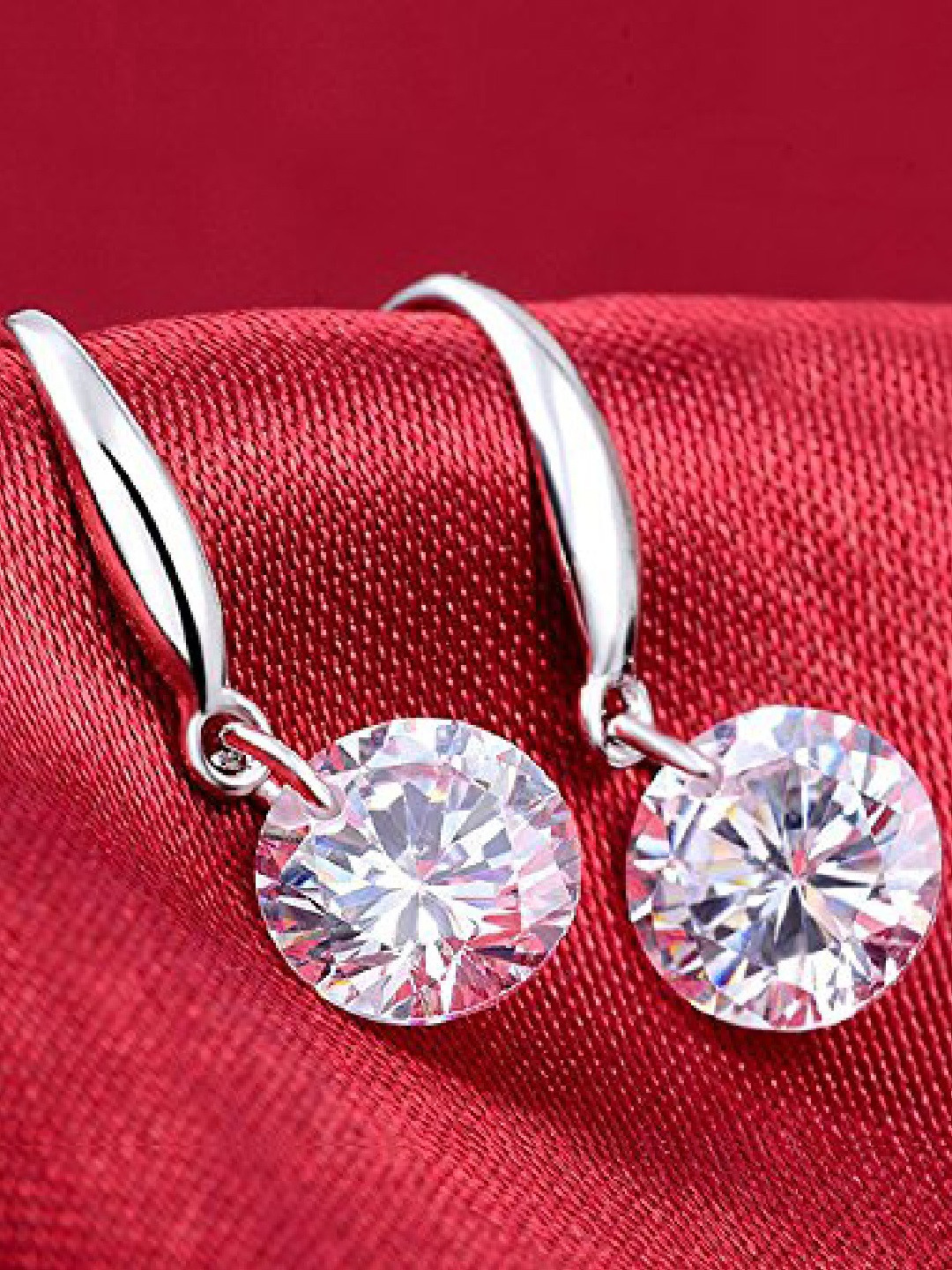 OOMPH Silver-Plated Contemporary Drop Earrings