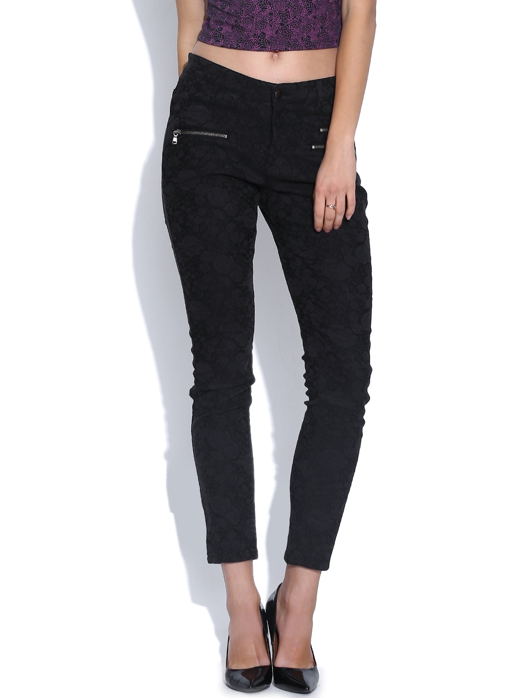 Buy Black Rayon Straight Parallel Pants Online  W for Woman