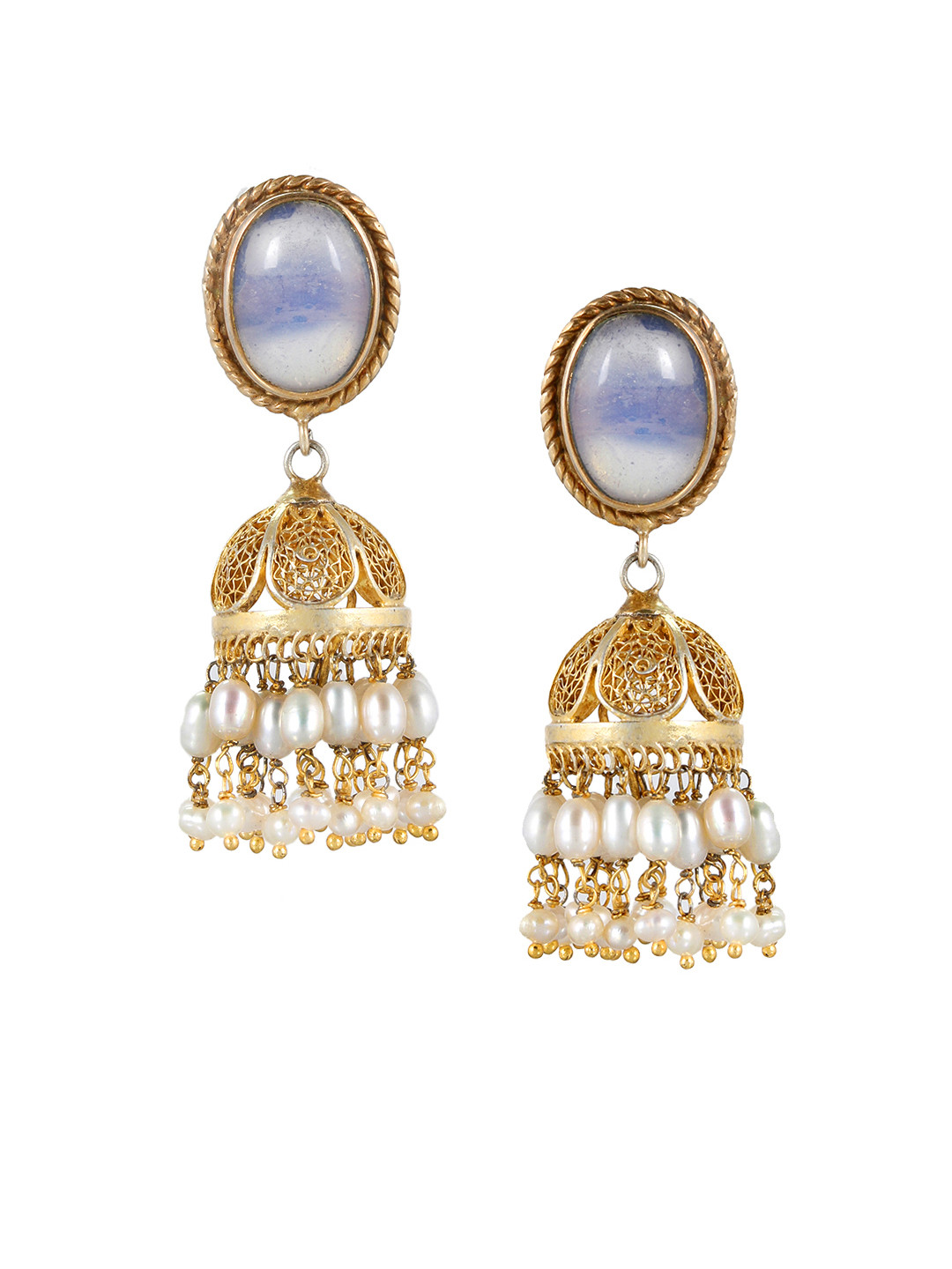 Silvermerc Designs Gold-Plated & White Sterling Silver Jhumkas