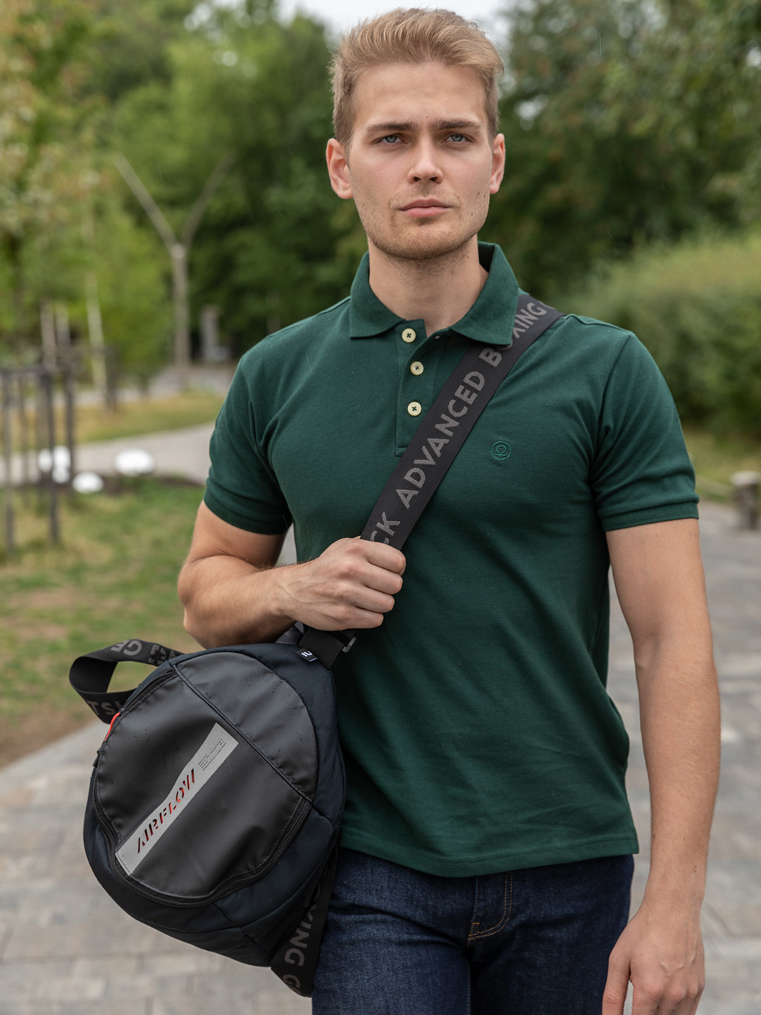 Chkokko Men Green Solid Polo Collar T-shirt