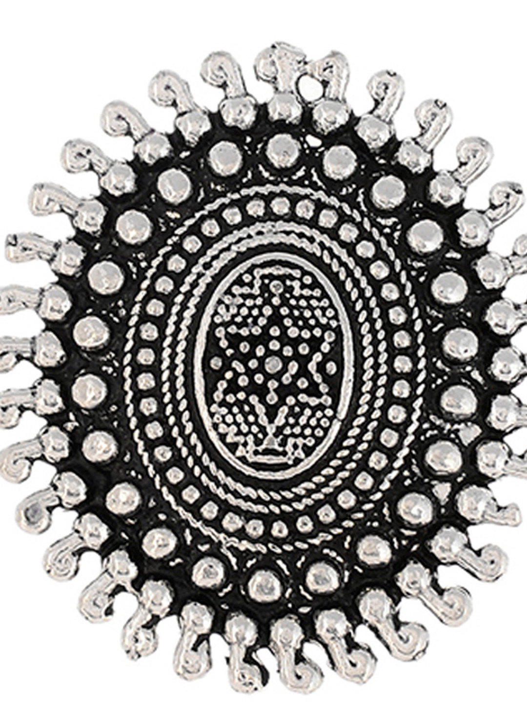 Silvermerc Designs Women Black Oxidised German Silver Finger Ring With Silver Plating