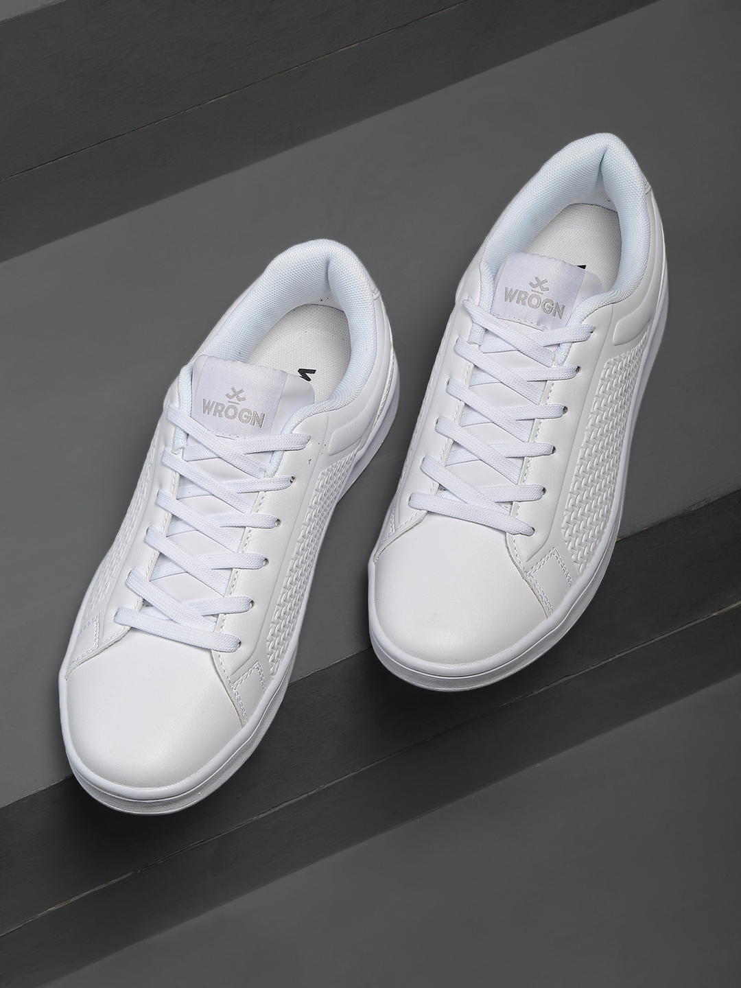 Buy WROGN Men White Textured Sneakers 