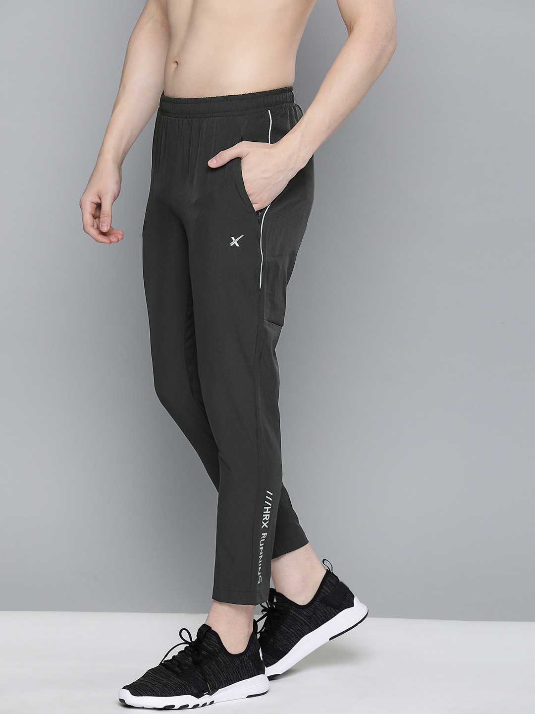 HRX by Hrithik Roshan Men Black Solid RAPID-DRY Running Straight Fit Track Pants