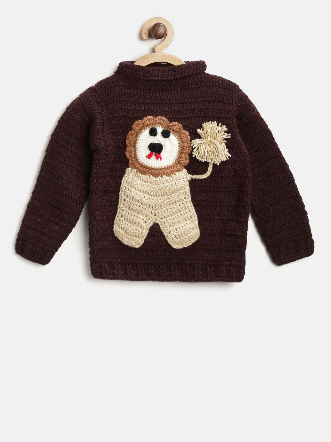 CHUTPUT Kids Coffee Brown Self-Design Sweater