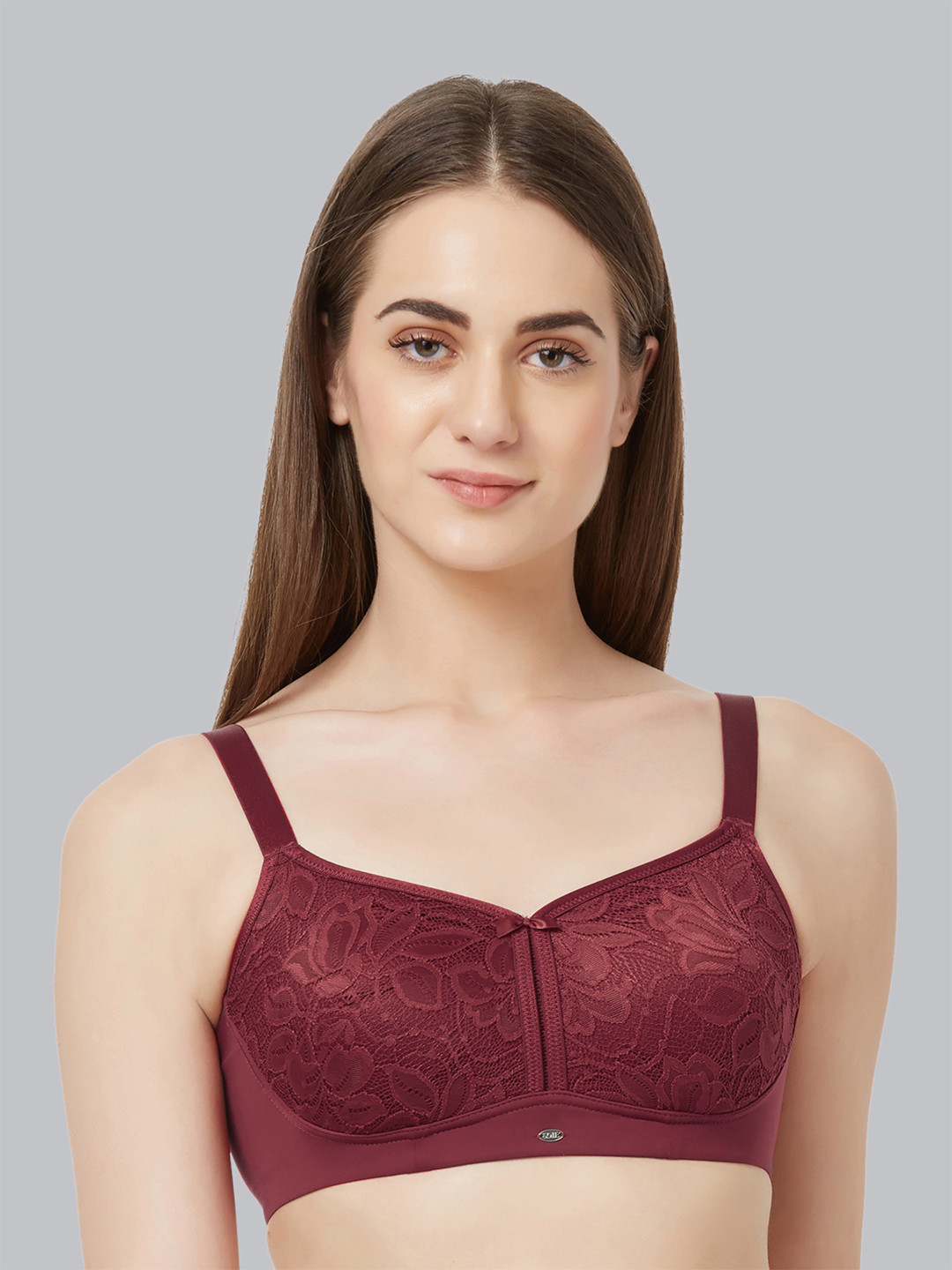 Soie Maroon Lace Non-Wired Non Padded full coverage Everyday Bra FB-705