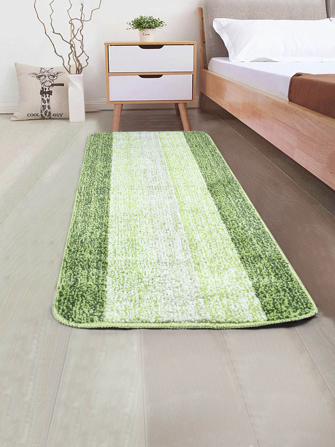 Saral Home Green Striped Runner