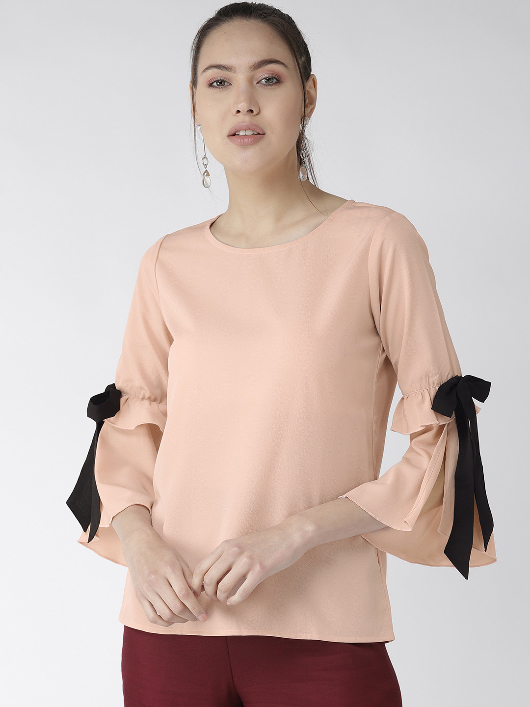 Style Quotient Women Peach-Coloured Solid Top