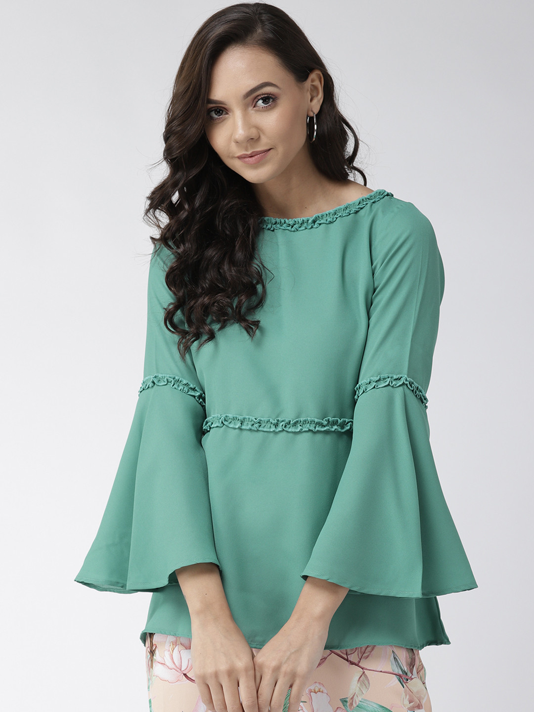 Style Quotient Women Sea Green Solid A-Line Top
