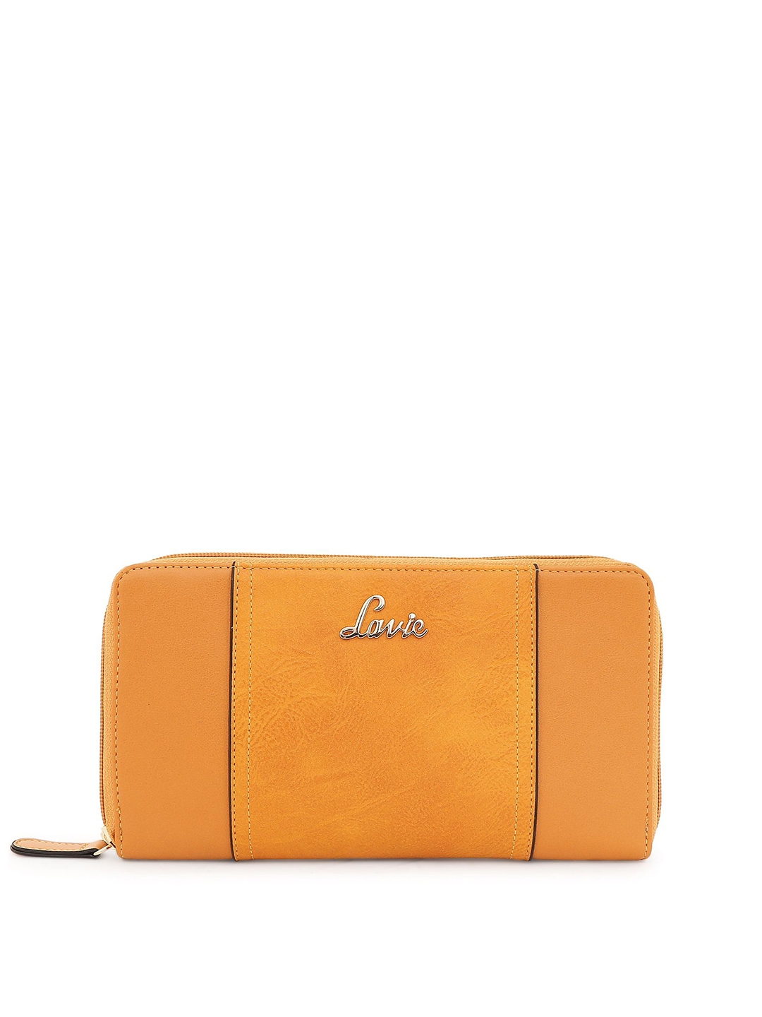 Lavie Women Yellow Solid Zip Around Wallet