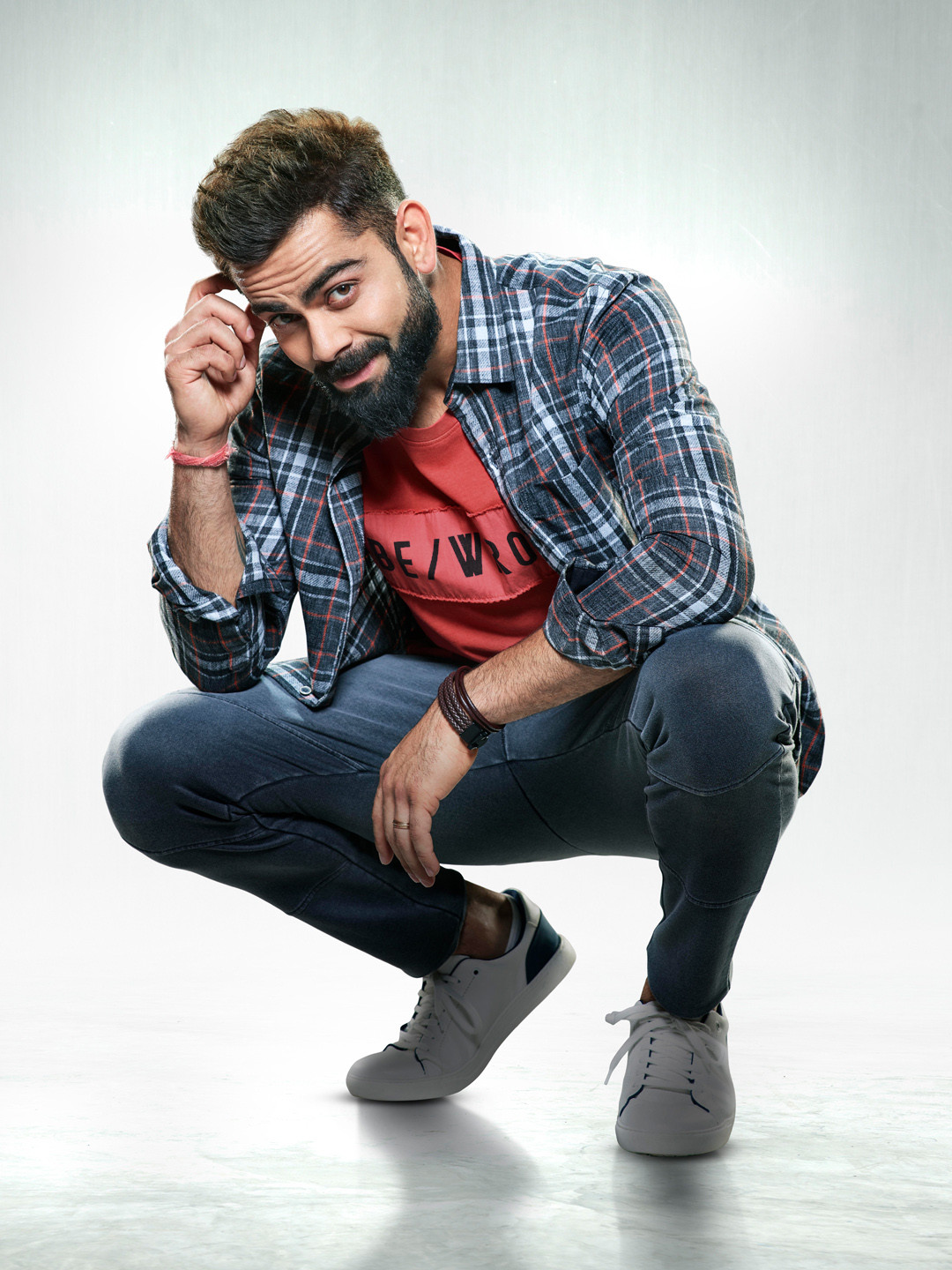 WROGN Men Rust Orange Slim Fit Printed Round Neck  Cotton T-shirt