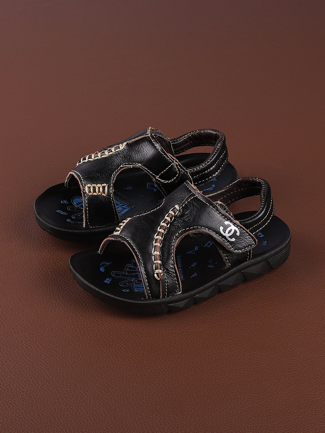 Buy Walktrendy Boys Black Genuine Leather Sandals Sandals for