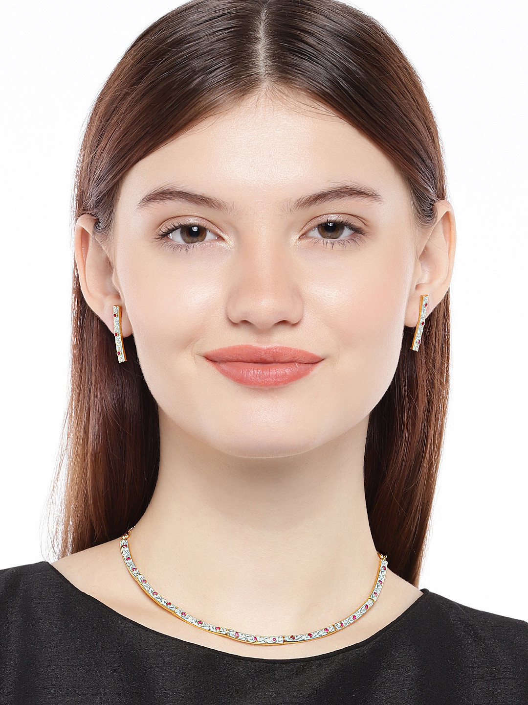 AccessHer Gold-Plated & Blue CZ Stone Studded Jewellery Set