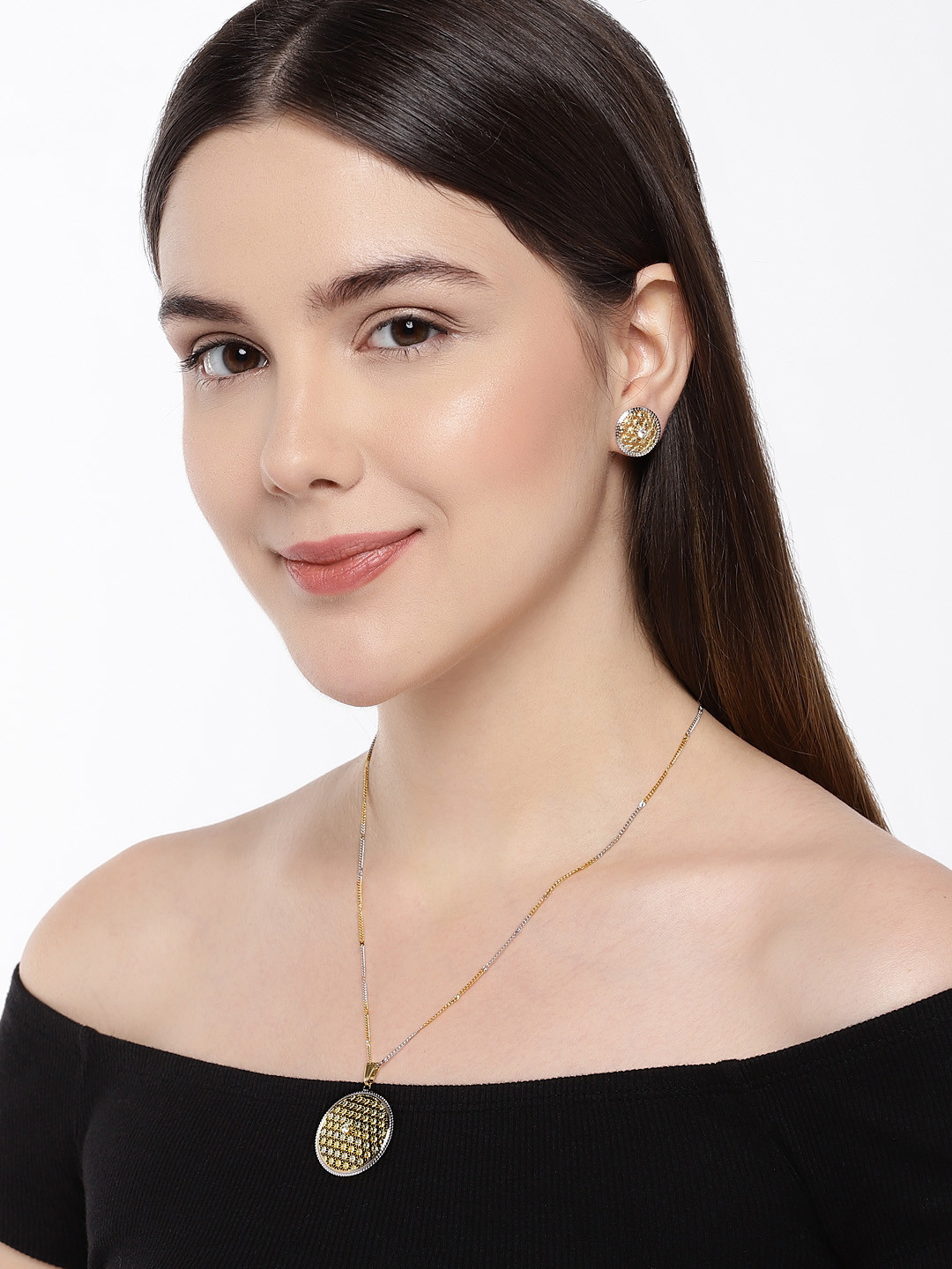 AccessHer Gold-Plated & Silver-Toned Pendant Set