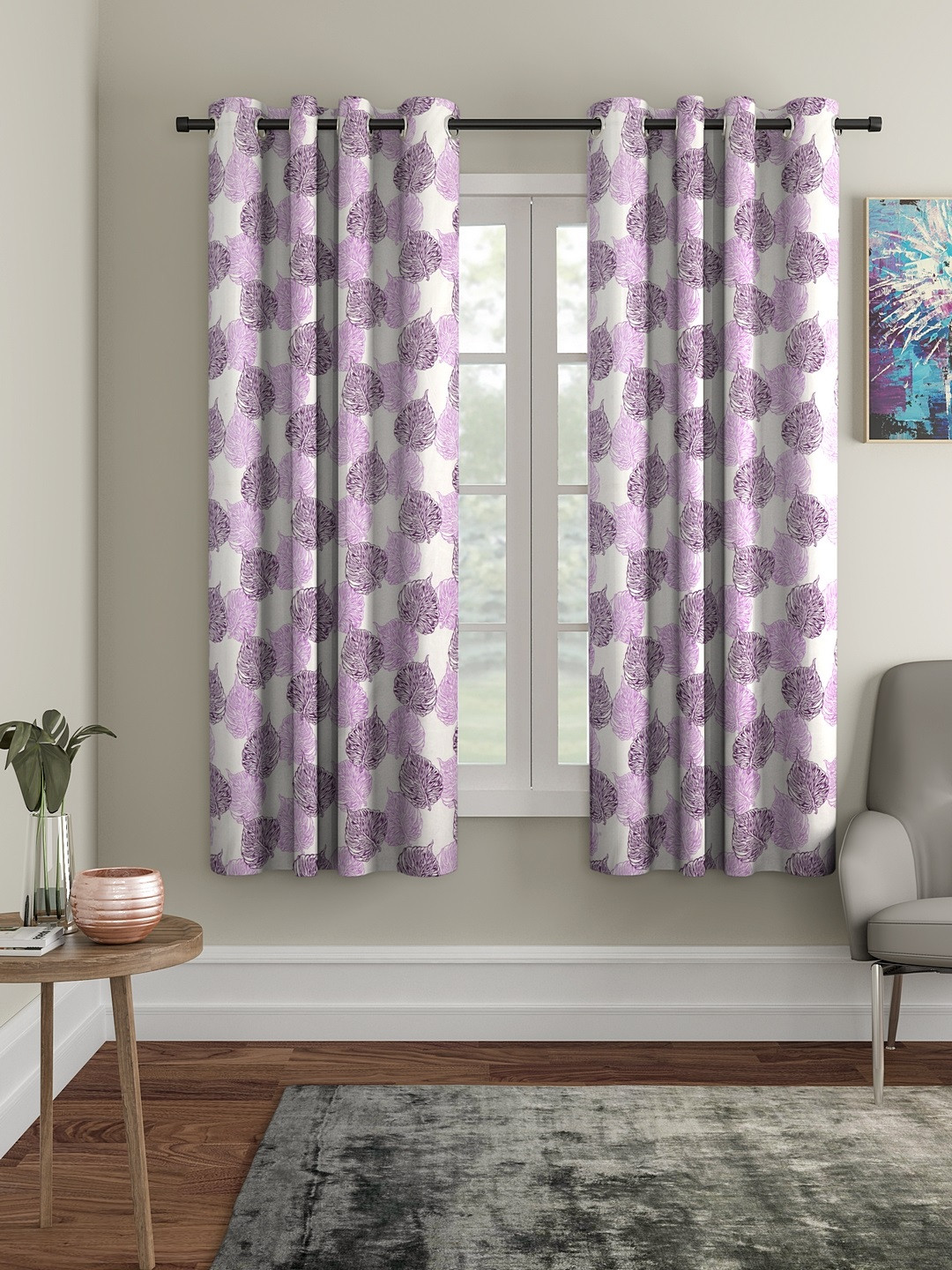 Cortina Purple Set of 2 Window Curtains
