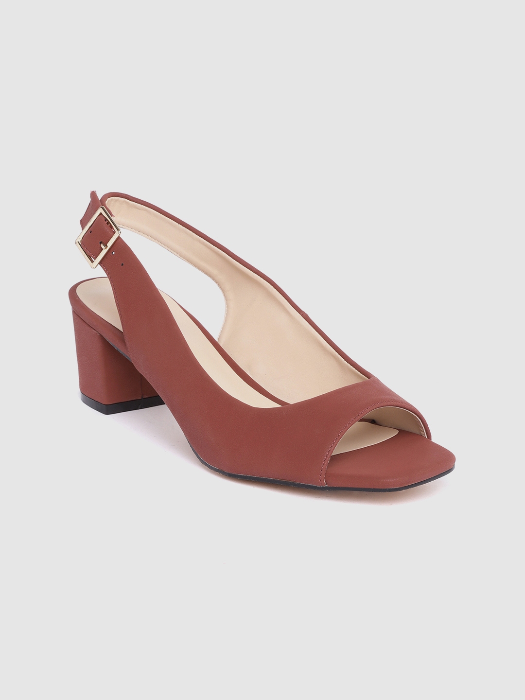 Buy Van Heusen Woman Rust Red Solid Block Heels Heels for Women 10208801 Myntra