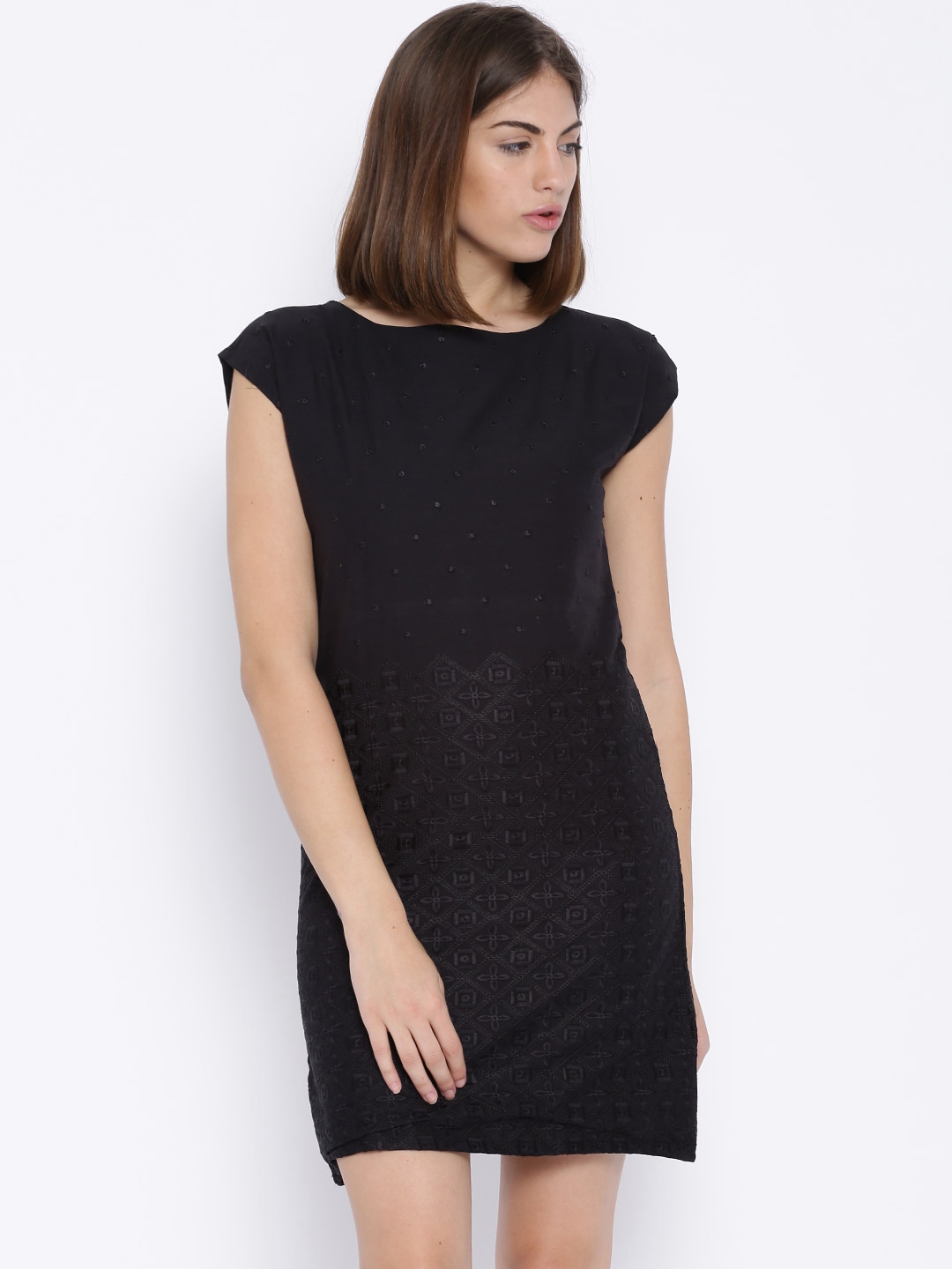 Black embroidered hotsell shift dress