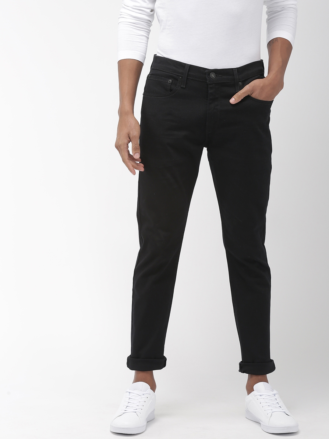 Buy Denizen From Levis Men Black 286 Slim Tapered Fit Mid Rise Clean Look  Stretchable Jeans - Jeans for Men 10212399 | Myntra
