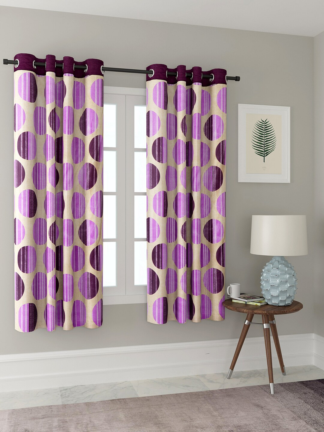 Cortina Purple Set of 2 Window Curtains