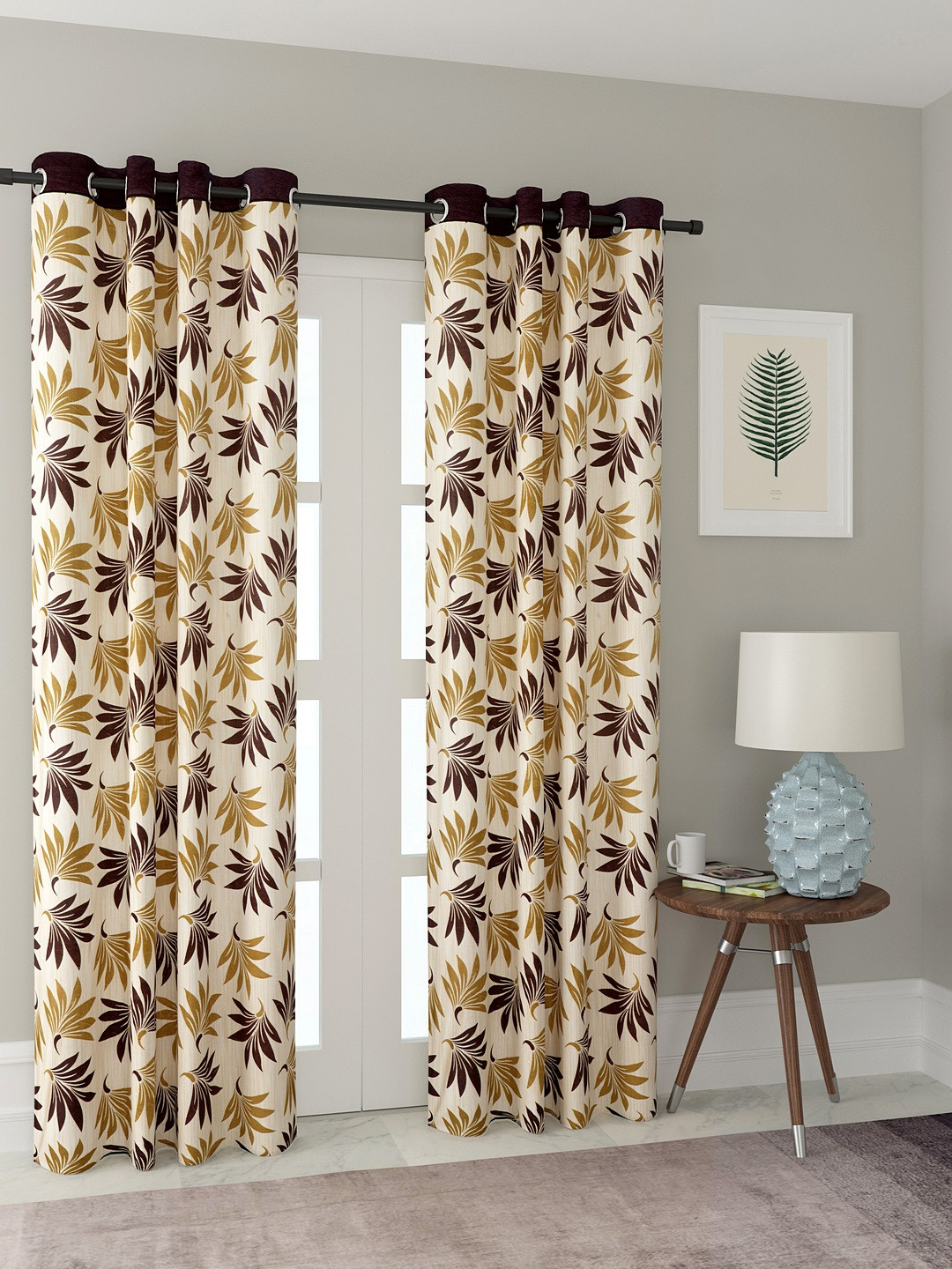 Cortina Brown & Beige Set of 2 Long Door Curtains