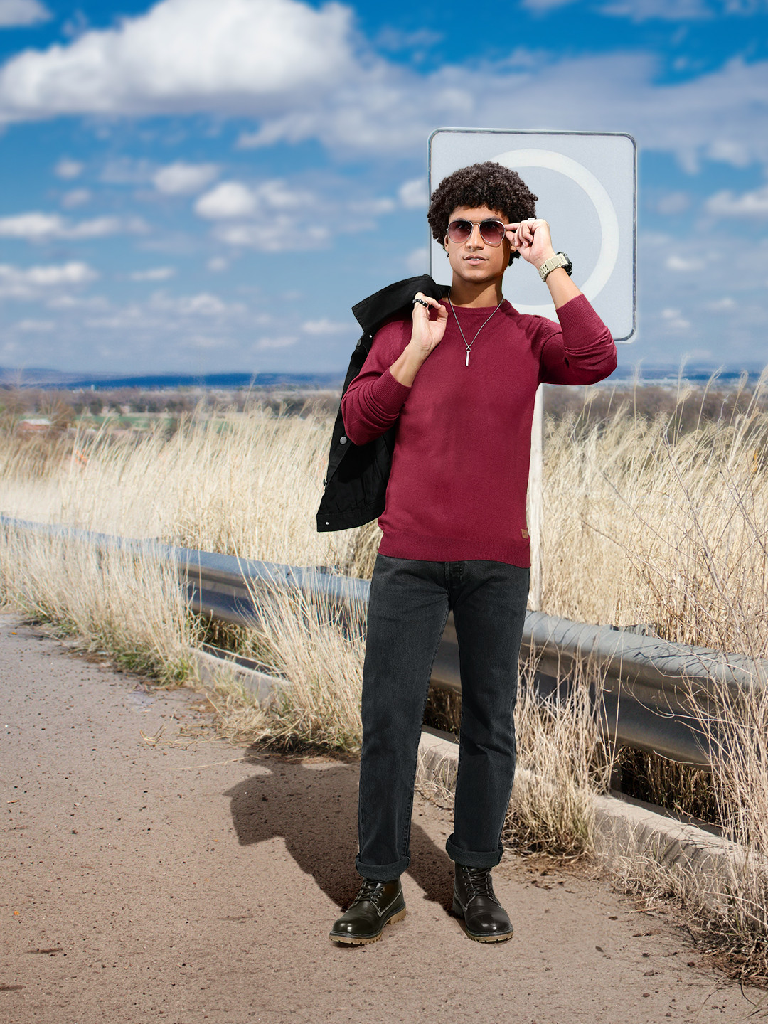 The Roadster Lifestyle Co Men Maroon Solid Sweater