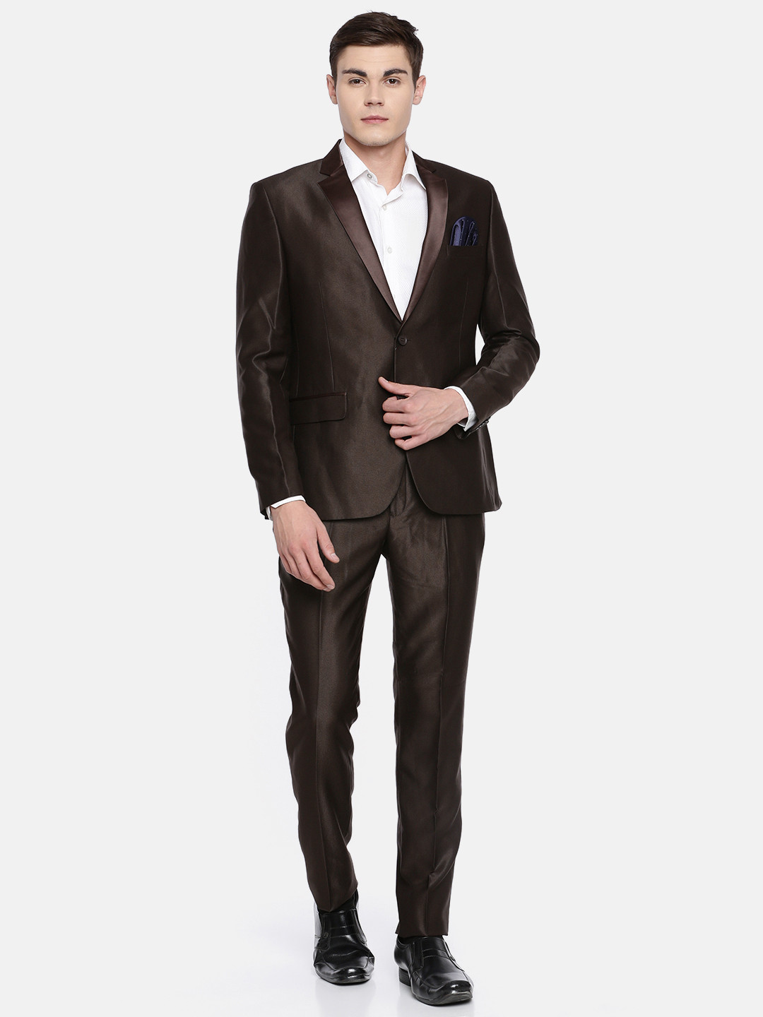 Parx Men Brown Single-Breasted Solid Urban Fit Party Suit
