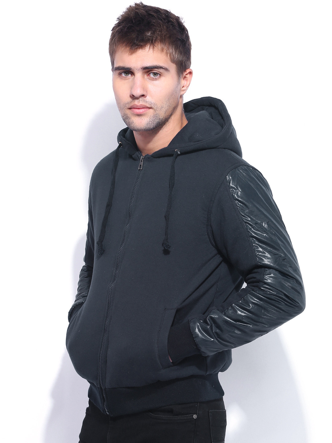 Campus Sutra Blue Hooded Sweatshirt