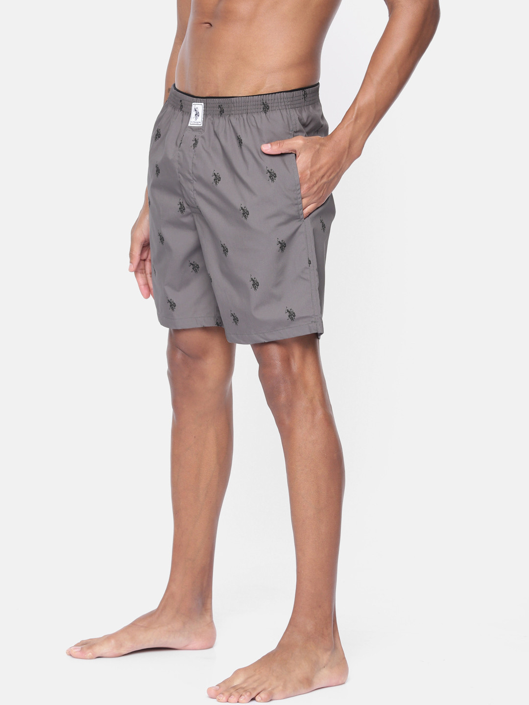U.S. Polo Assn. Men Dark Grey Printed Pure Cotton Boxers Y9I021-010-P1