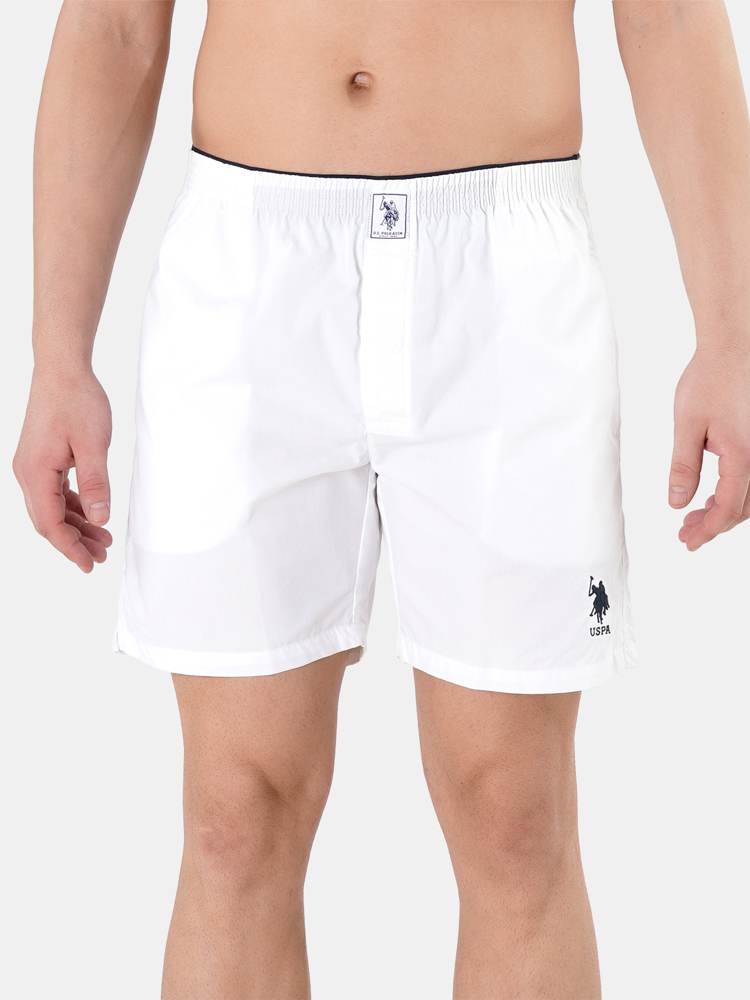 U.S. Polo Assn. Men Dark White Solid Pure Cotton Boxers Y9I108-001-PL