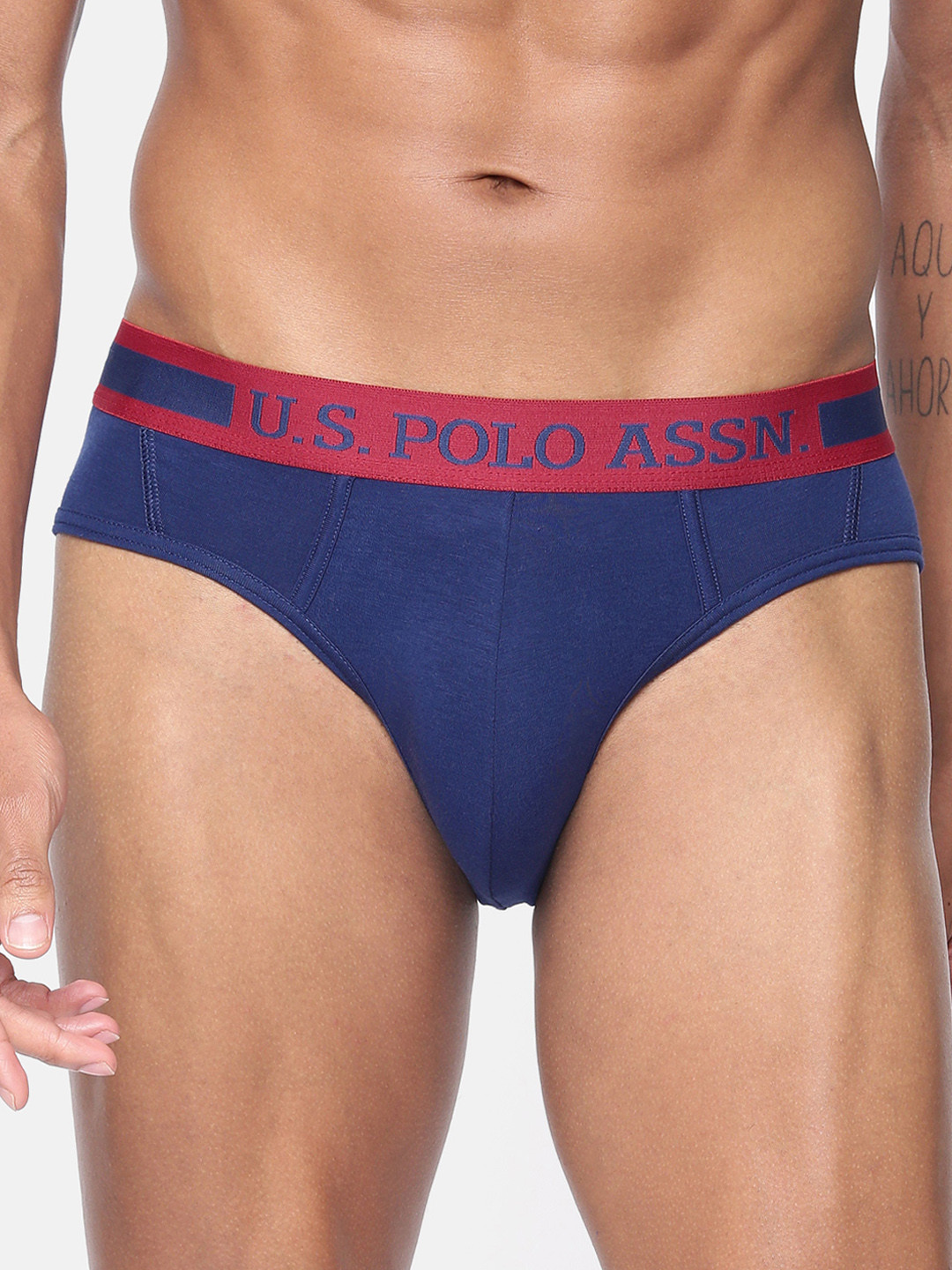 U.S. Polo Assn. Men Blue Solid Briefs Z9I100-656-PL