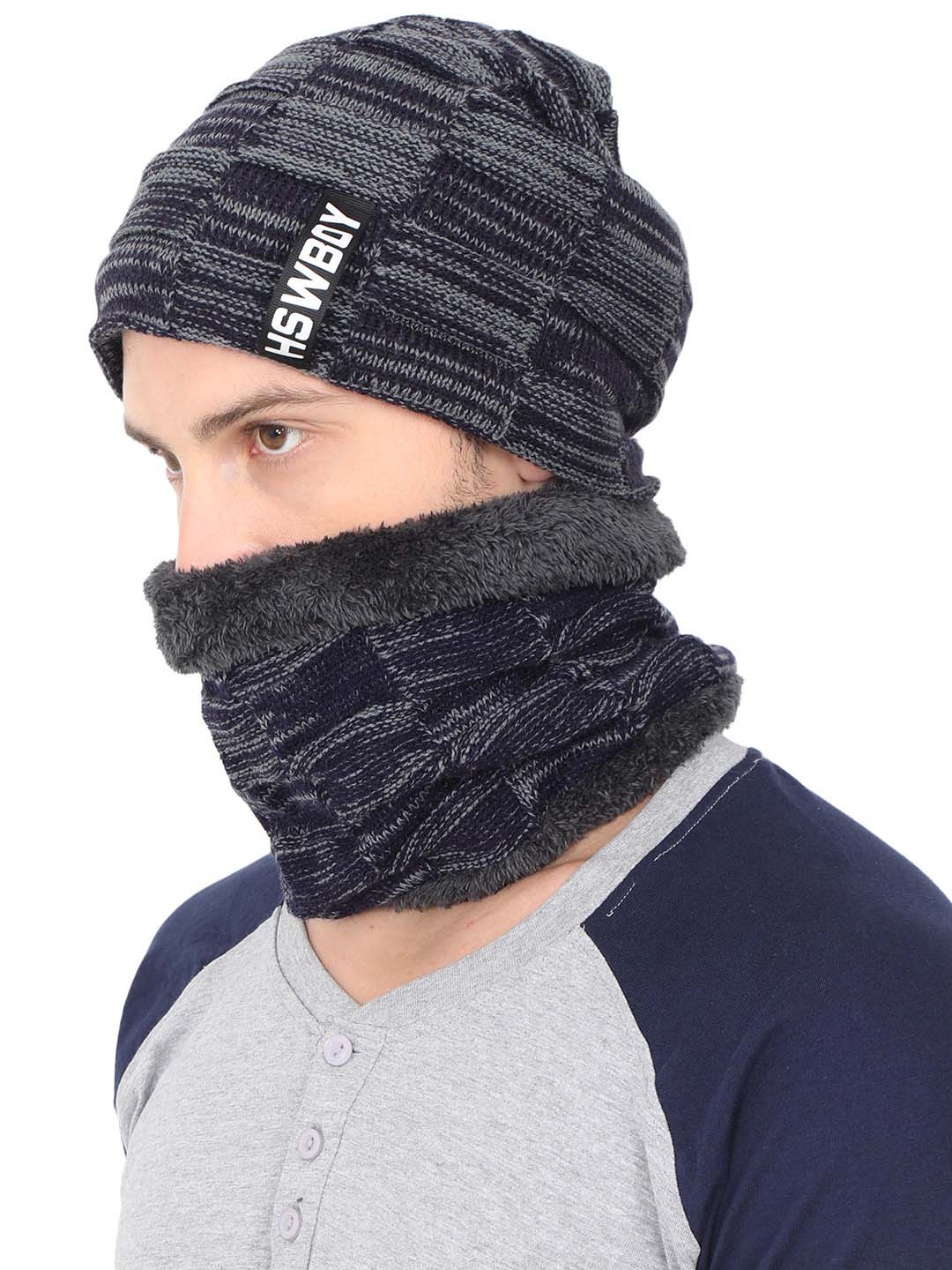 FabSeasons Unisex Blue Self Design Beanie