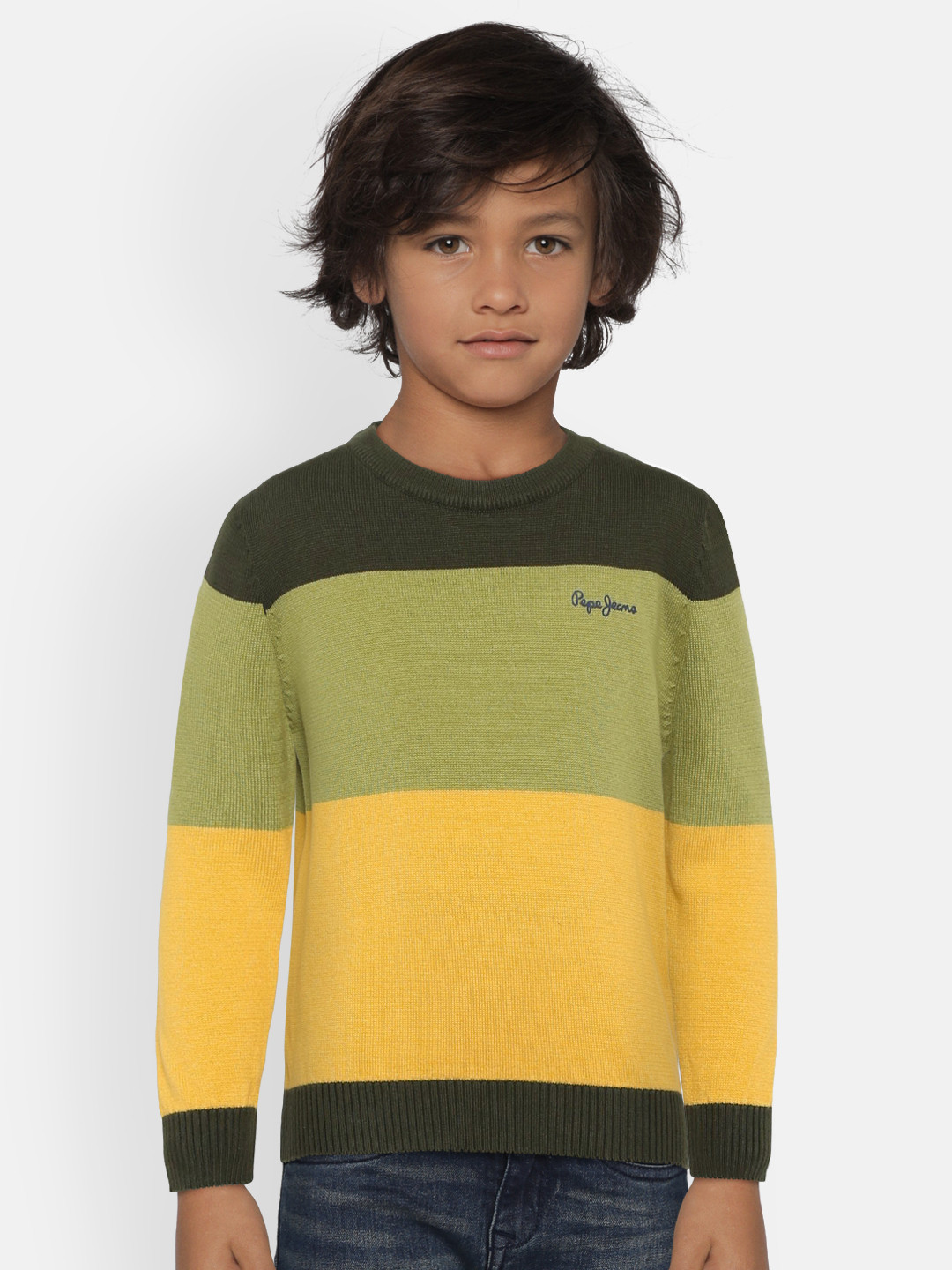 Buy Pepe Jeans Boys Green Mustard Yellow Colourblocked Sweater