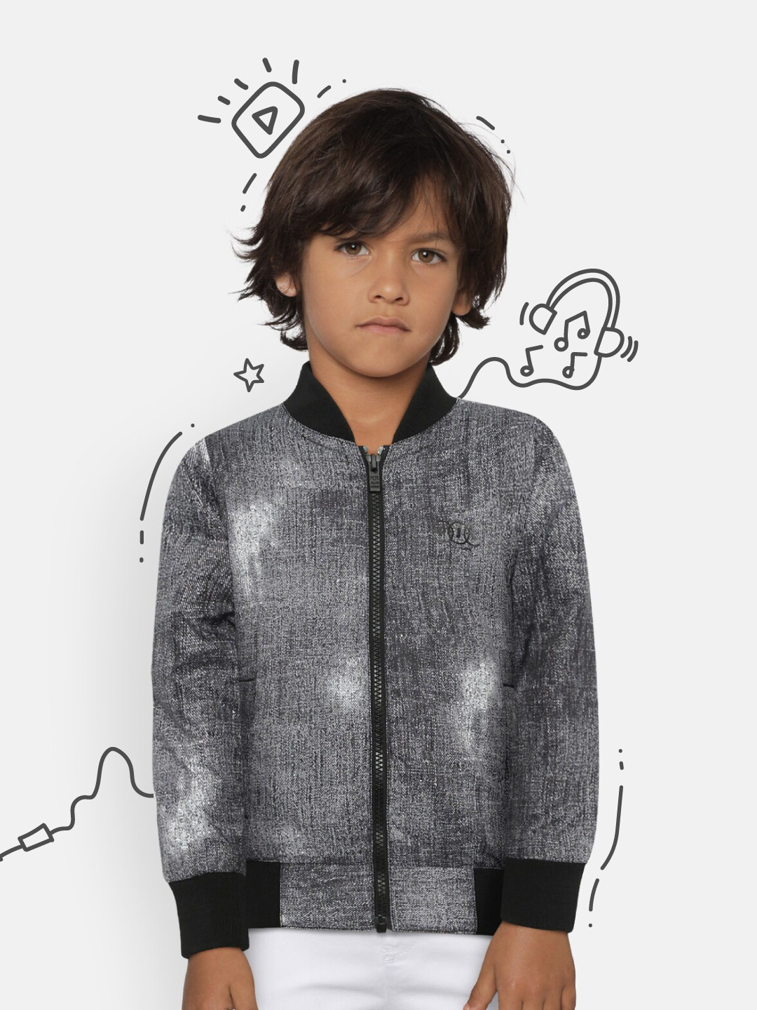 Pepe Jeans Boys Black Printed Bomber Jacket