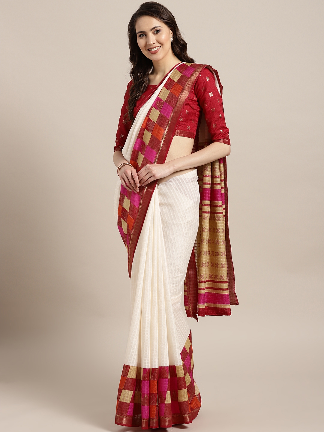 Embroidered Maroon Georgette Saree With Blouse 4354SR24