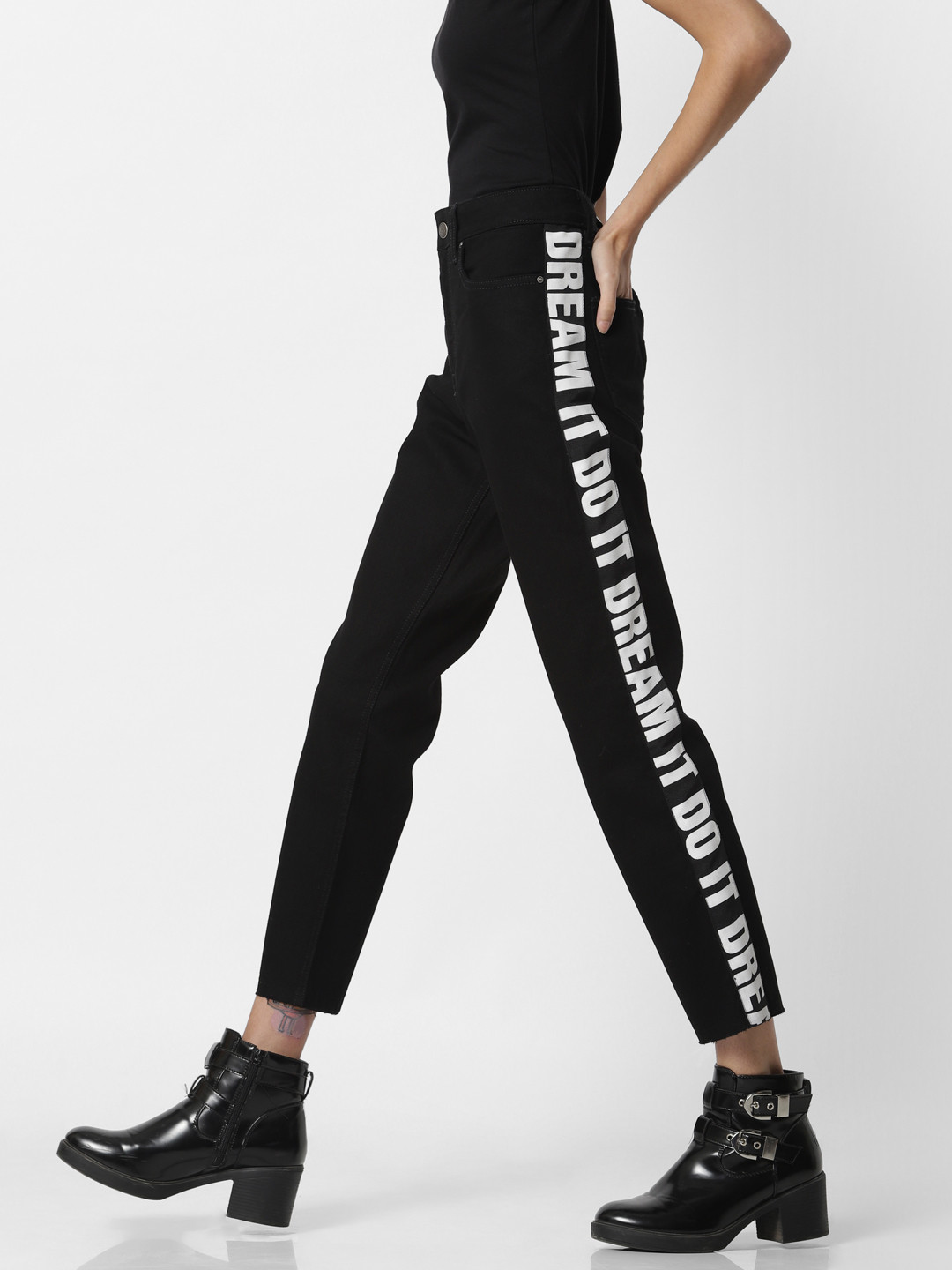 ONLY Women Black Straight Fit Mid-Rise Clean Look Stretchable Jeans