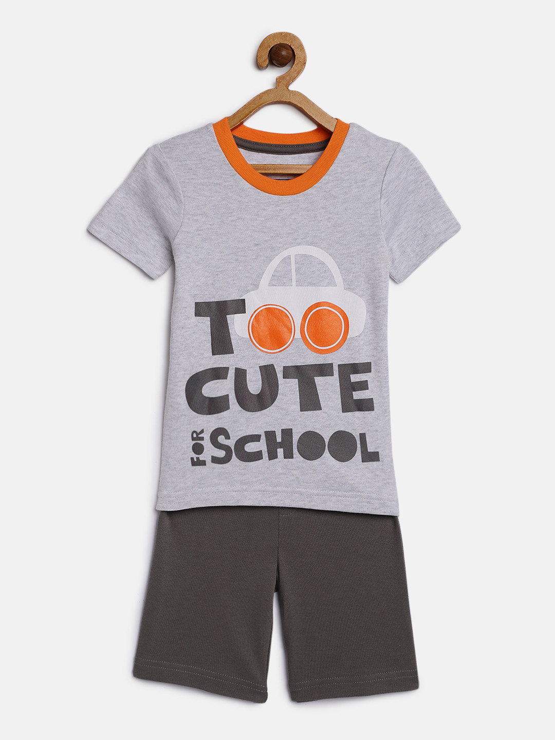 mackly Boys Grey Printed Night suit