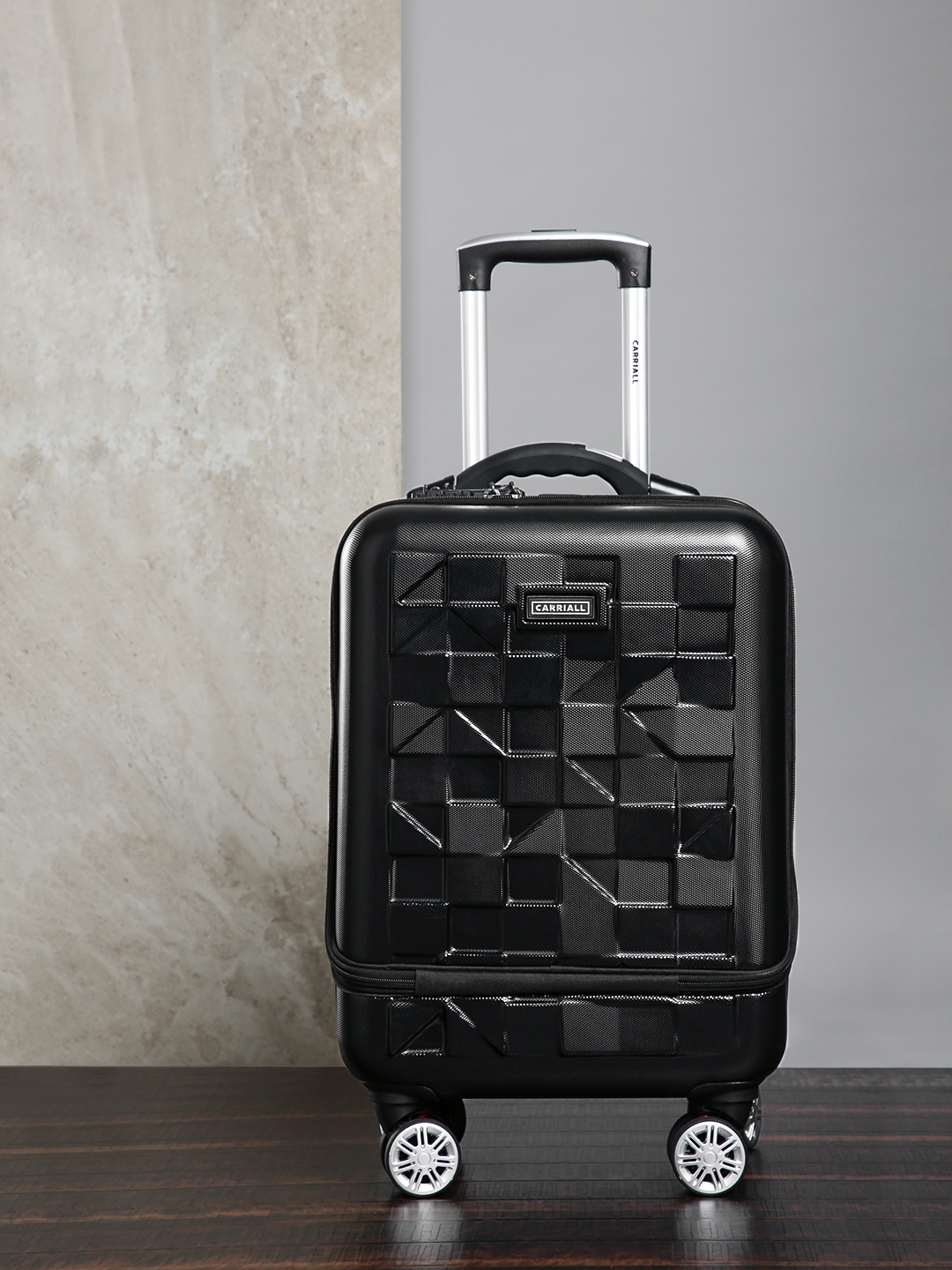 CARRIALL Unisex Black Patterned Mosaic PC 20'' Cabin Trolley Suitcase