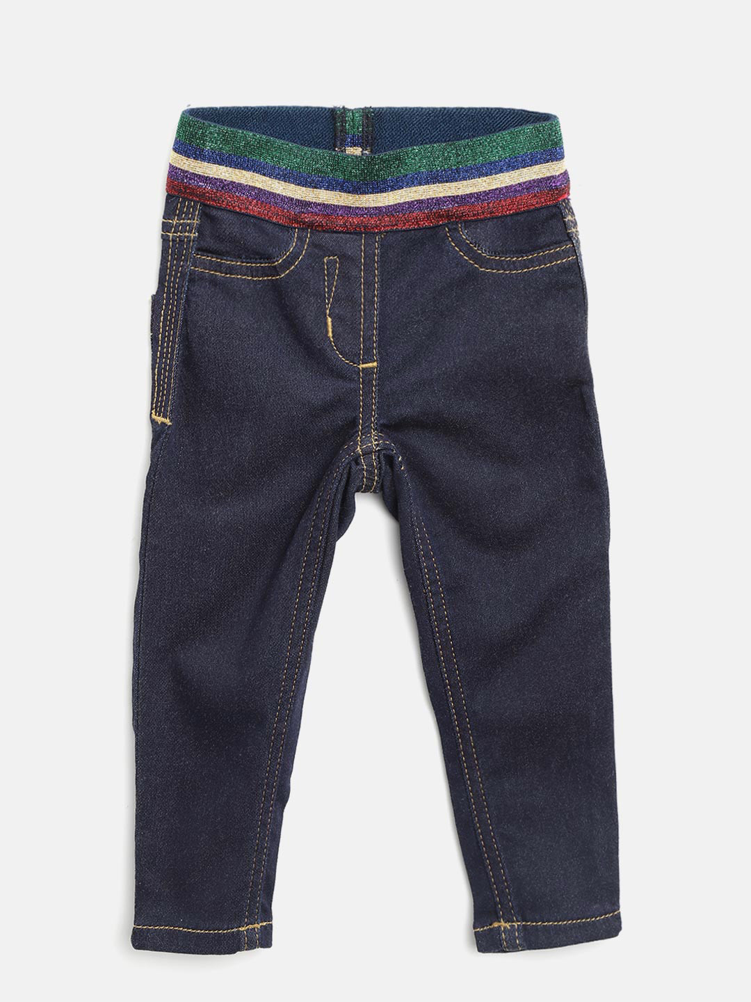 U.S. Polo Assn. Kids Girls Navy Blue Solid Skinny Fit Jeggings