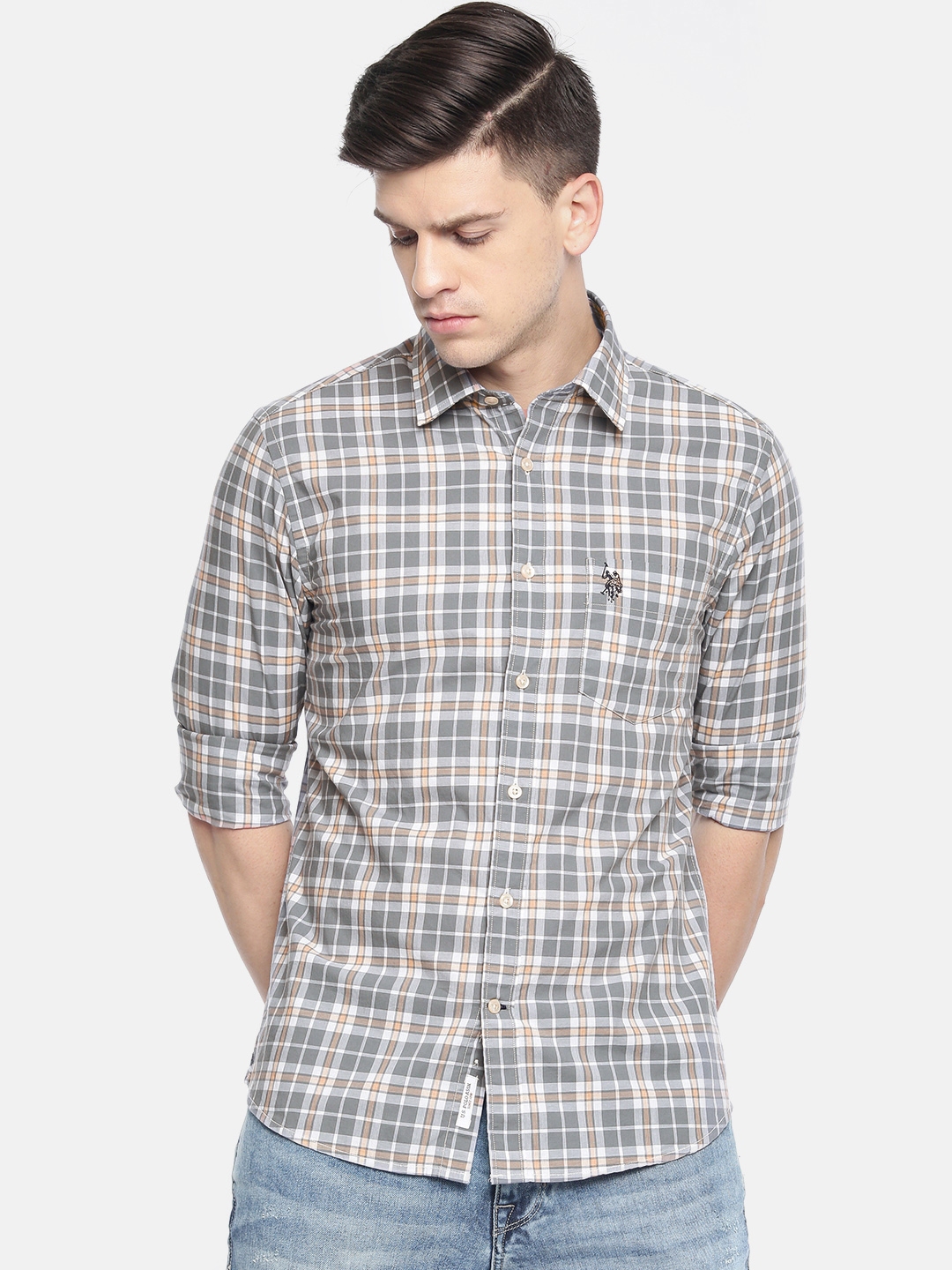 us polo checked shirts