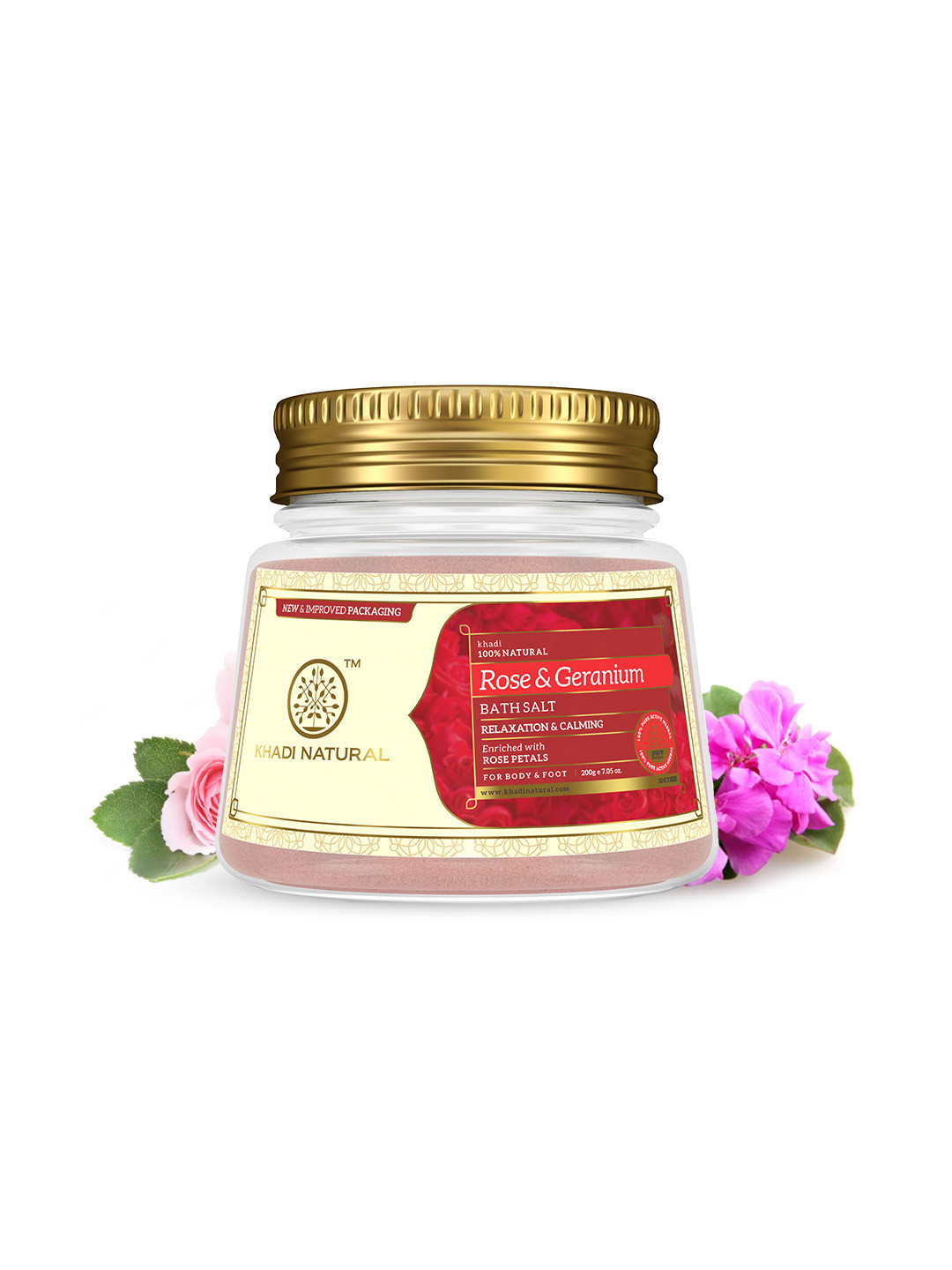 Khadi Natural Rose Geranium Bath Salt with Petals - 200g