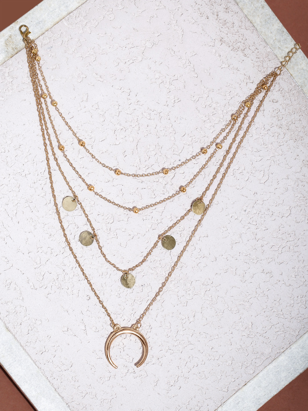 Zaveri Pearls Gold Plated Multi Layered Necklace