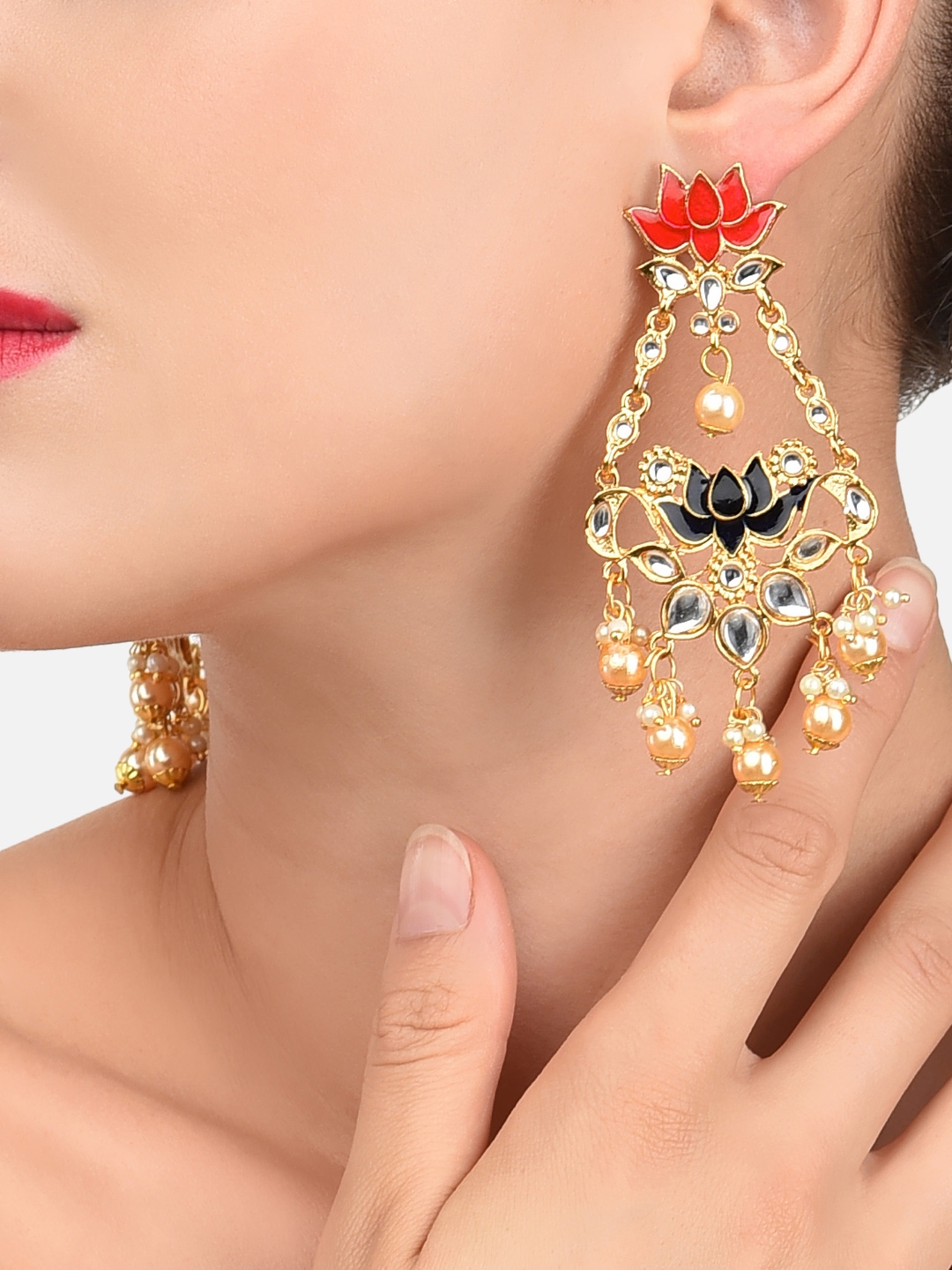 Buy Lotus Designer Earring Studs Post In Antique Gold Online COD Low  Prices Fast Delivery
