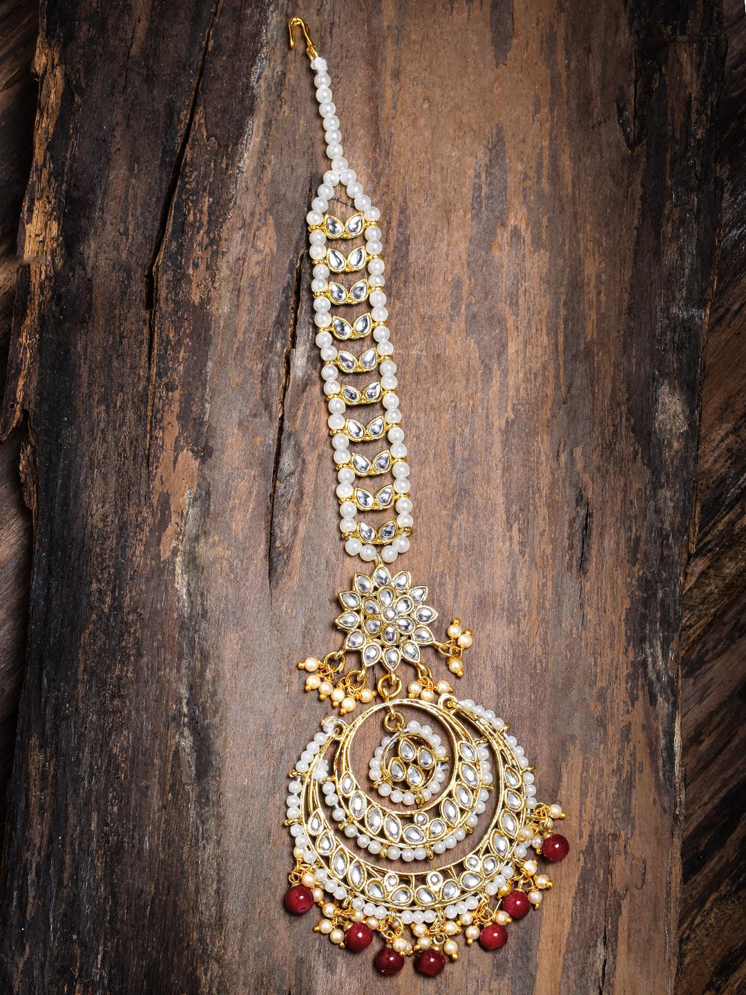 Zaveri Pearls Gold-Toned Kundan Studded Traditional Maangtikka